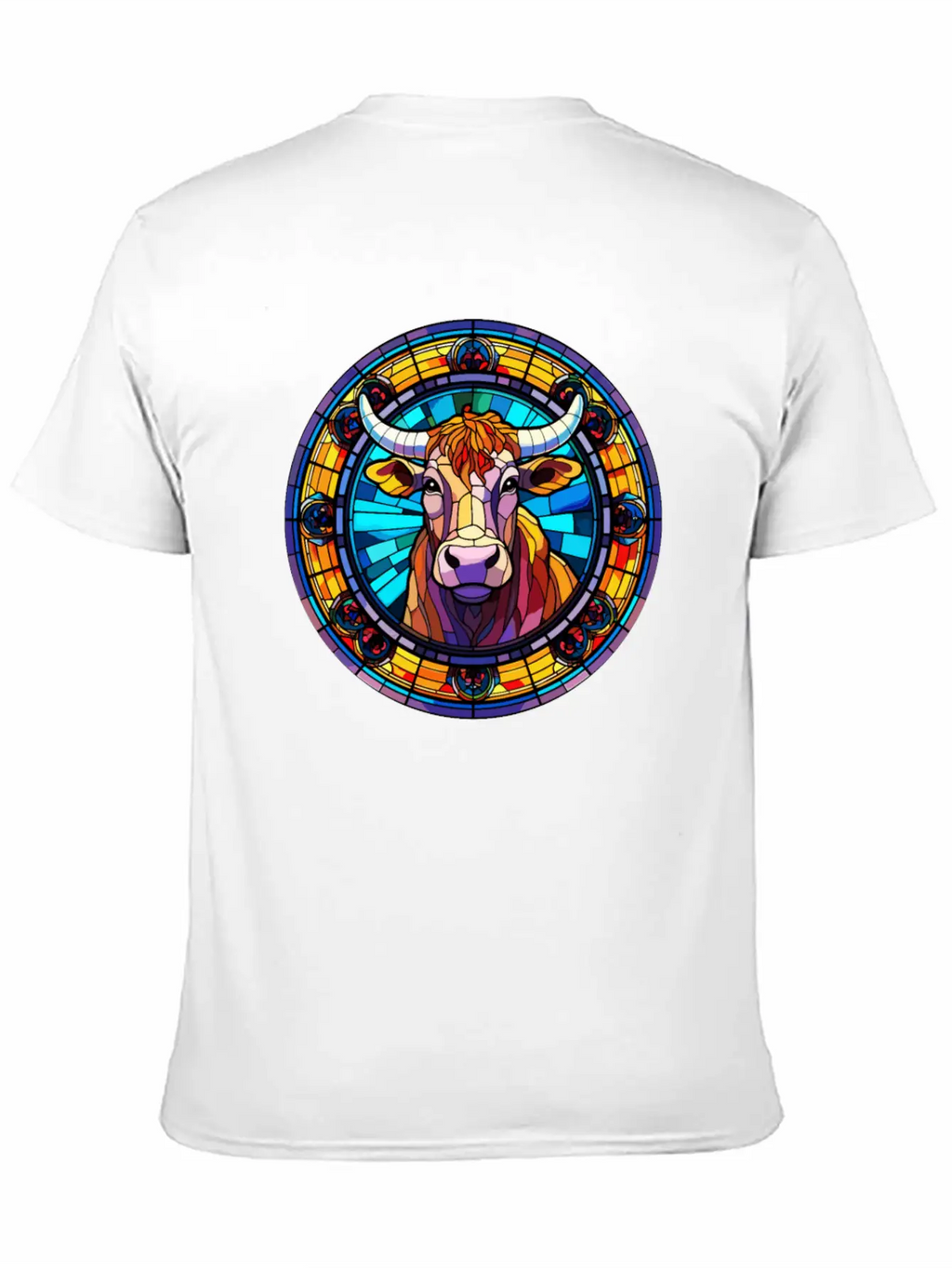 Unique Cow Art Design - Stained Glass Art Relaxed Everyday Tee – Lightweight And Durable Cotton