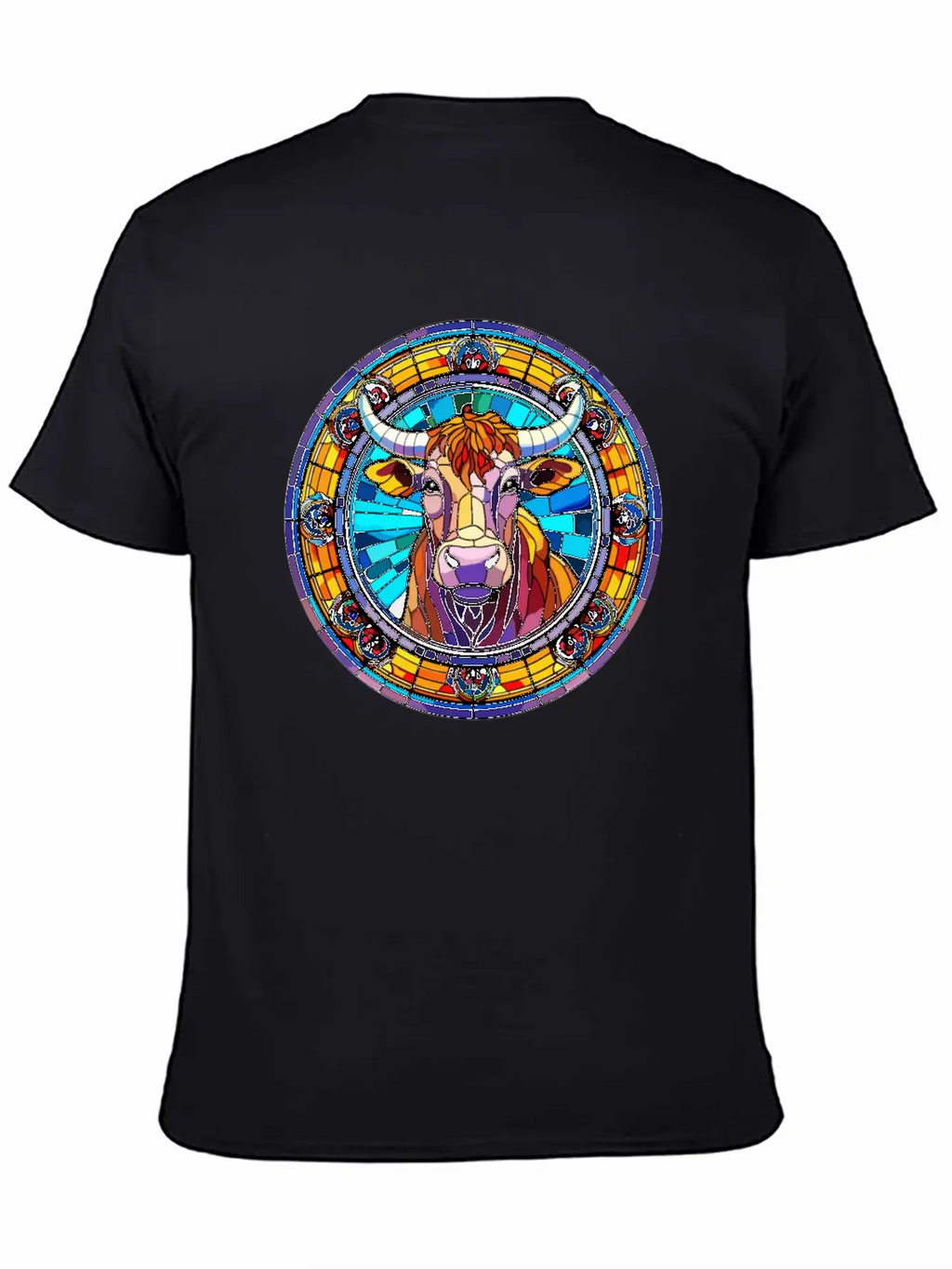 Unique Cow Art Design - Stained Glass Art Relaxed Everyday Tee – Lightweight And Durable Cotton