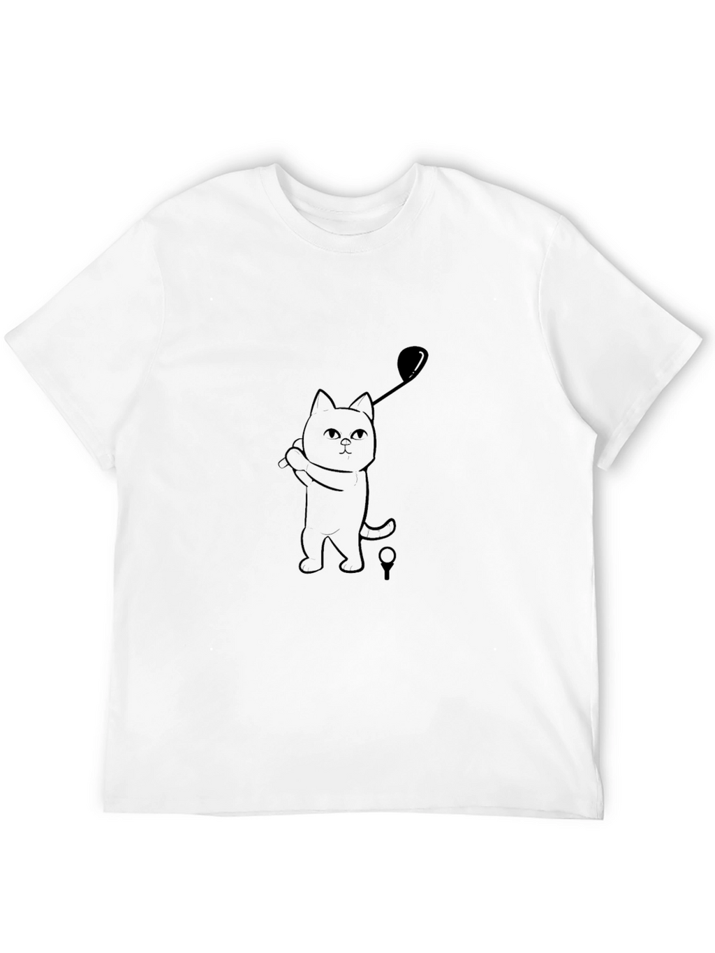 Golfing Cat Tee - Black Cotton T-Shirt