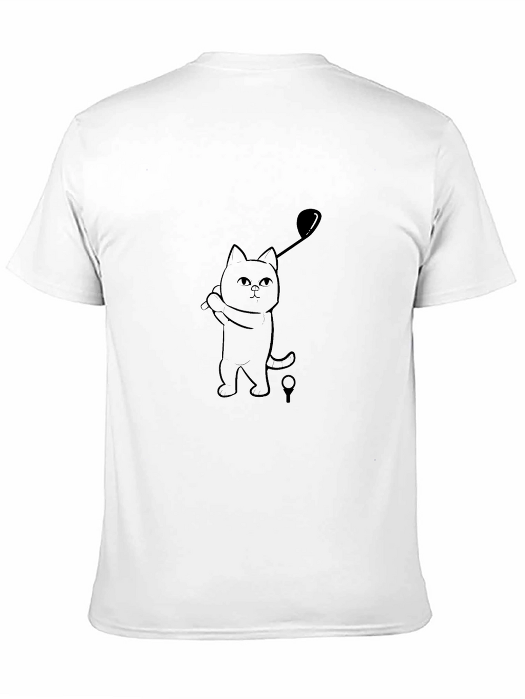 Golfing Cat Tee - Black Cotton T-Shirt