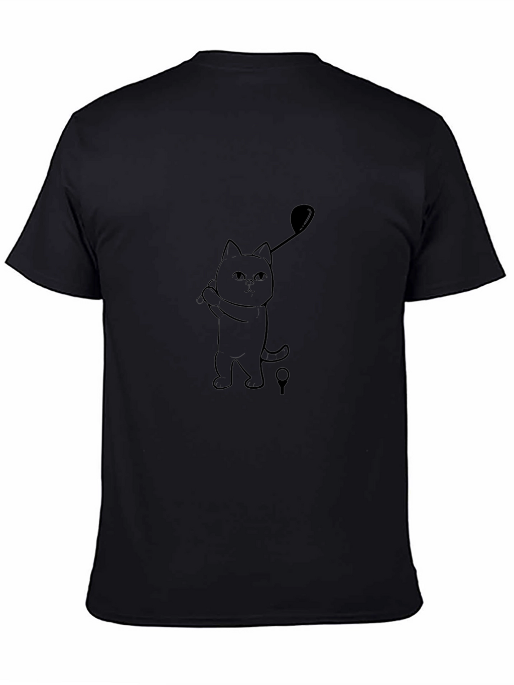 Golfing Cat Tee - Black Cotton T-Shirt