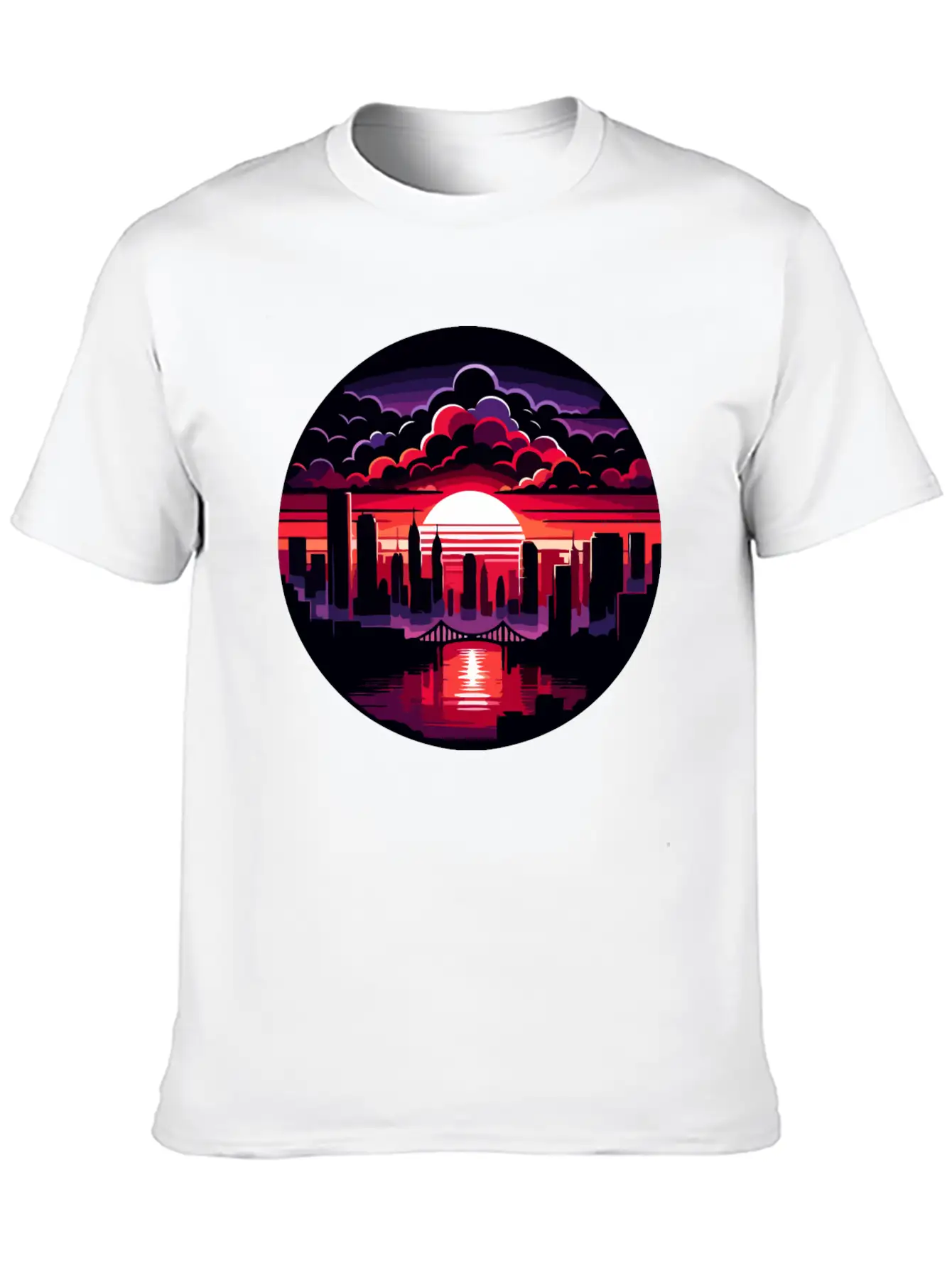 Urban Sunset: Cityscape In Silhouette Timeless Short Sleeve Tee – Comfy And Minimalist Design