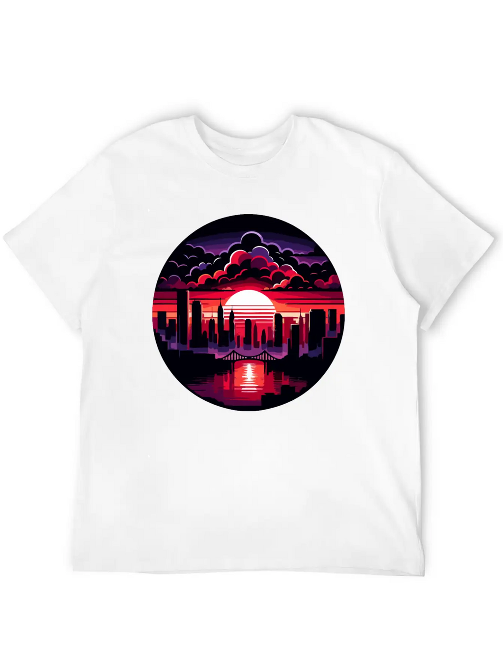 Urban Sunset: Cityscape In Silhouette Timeless Short Sleeve Tee – Comfy And Minimalist Design