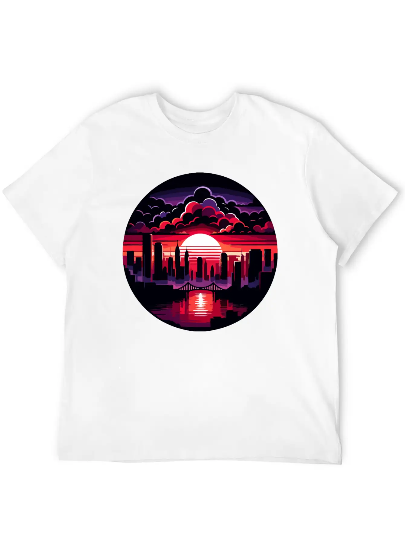Urban Sunset: Cityscape In Silhouette Timeless Short Sleeve Tee – Comfy And Minimalist Design