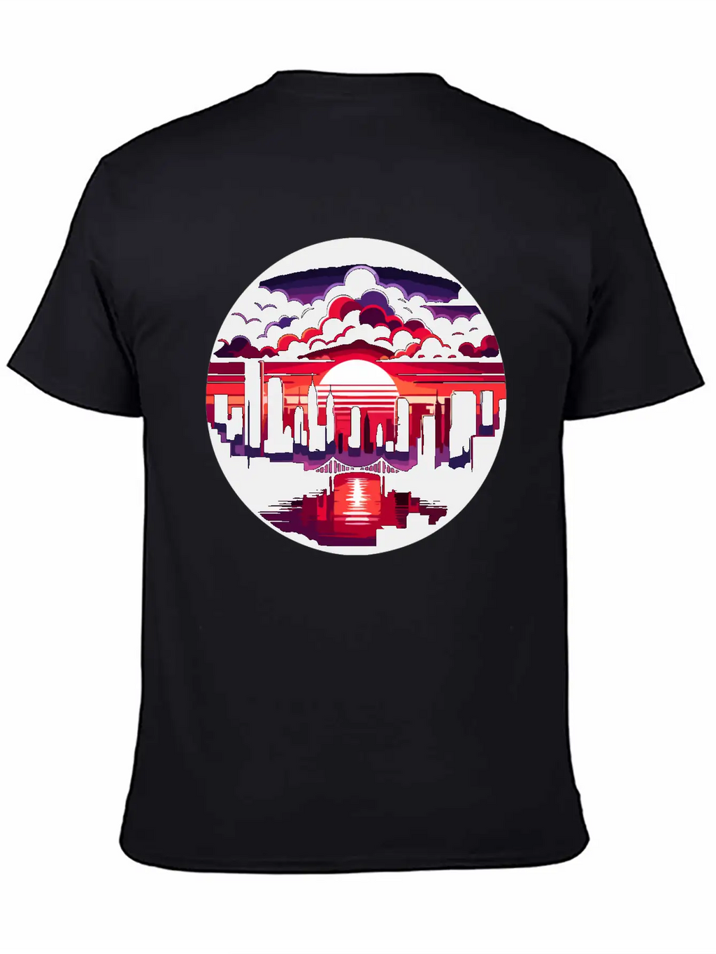 Urban Sunset: Cityscape In Silhouette Timeless Short Sleeve Tee – Comfy And Minimalist Design