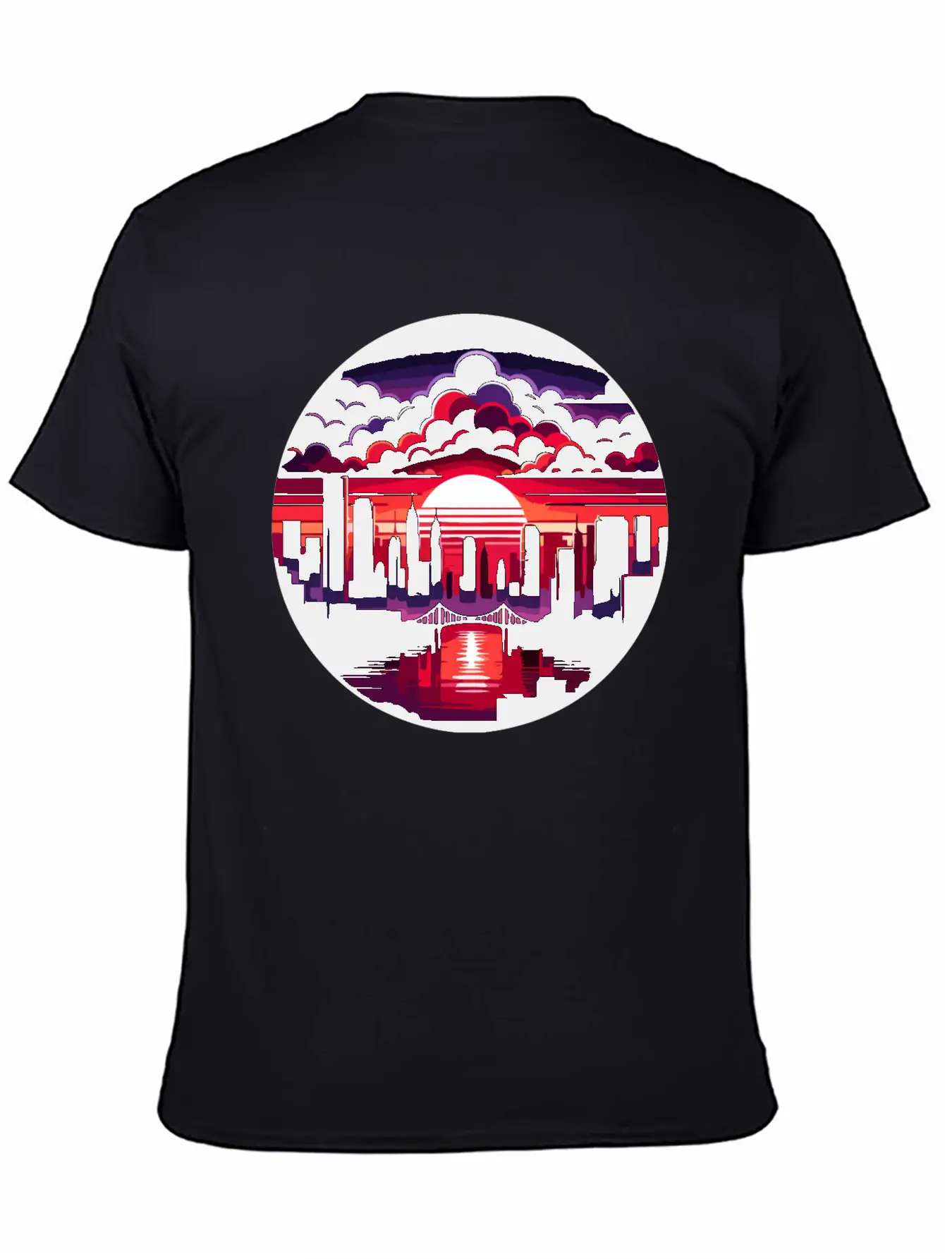 Urban Sunset: Cityscape In Silhouette Timeless Short Sleeve Tee – Comfy And Minimalist Design