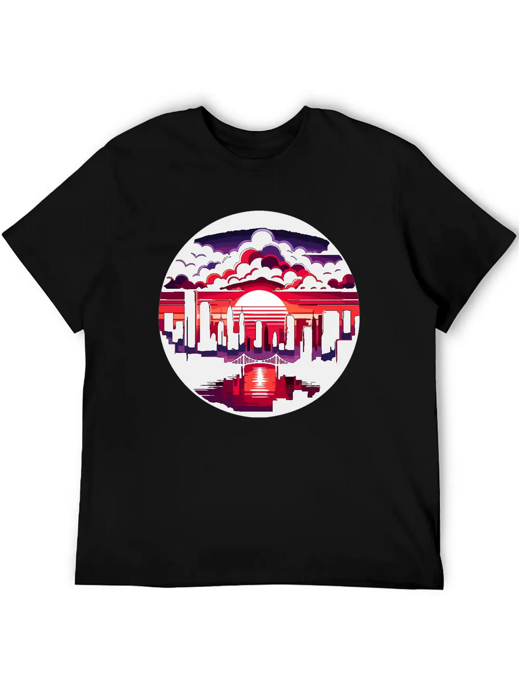 Urban Sunset: Cityscape In Silhouette Timeless Short Sleeve Tee – Comfy And Minimalist Design