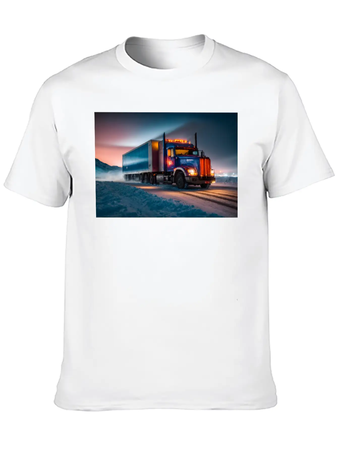 US Truck Illuminated On Icy Road Essential Cotton Tee For Daily Outfits – Unisex Style