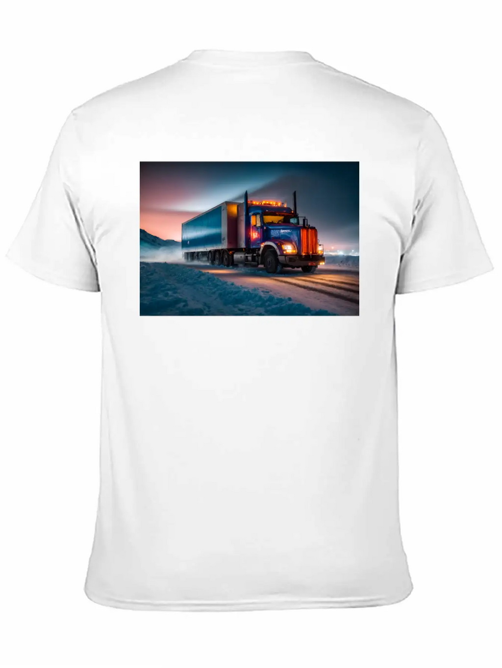 US Truck Illuminated On Icy Road Essential Cotton Tee For Daily Outfits – Unisex Style