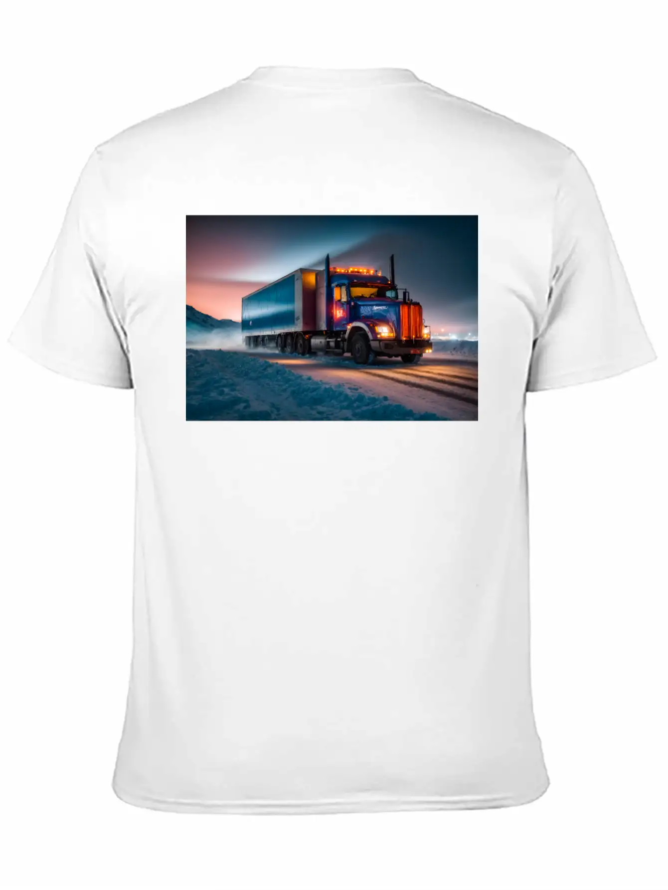 US Truck Illuminated On Icy Road Essential Cotton Tee For Daily Outfits – Unisex Style