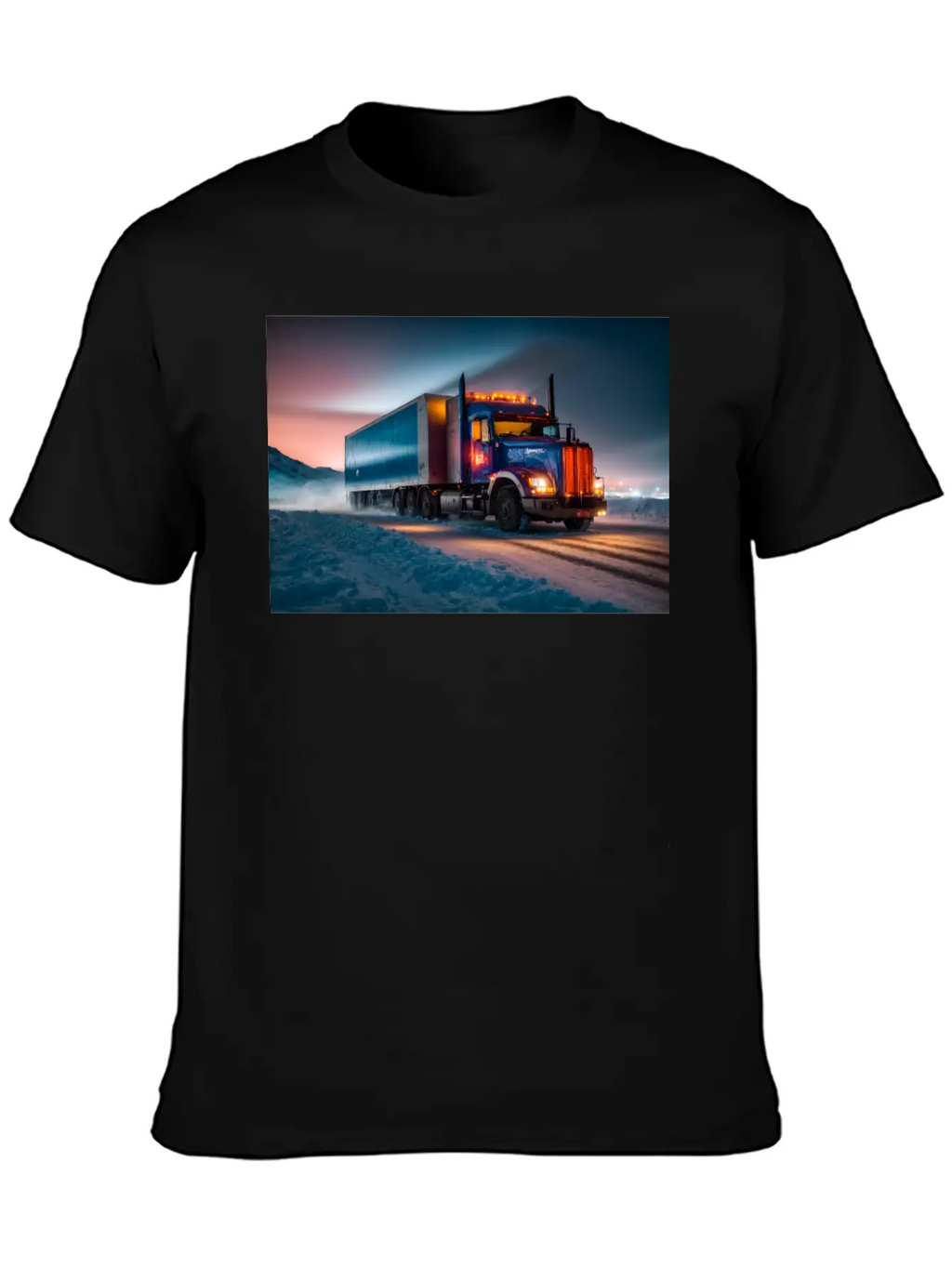 US Truck Illuminated On Icy Road Essential Cotton Tee For Daily Outfits – Unisex Style