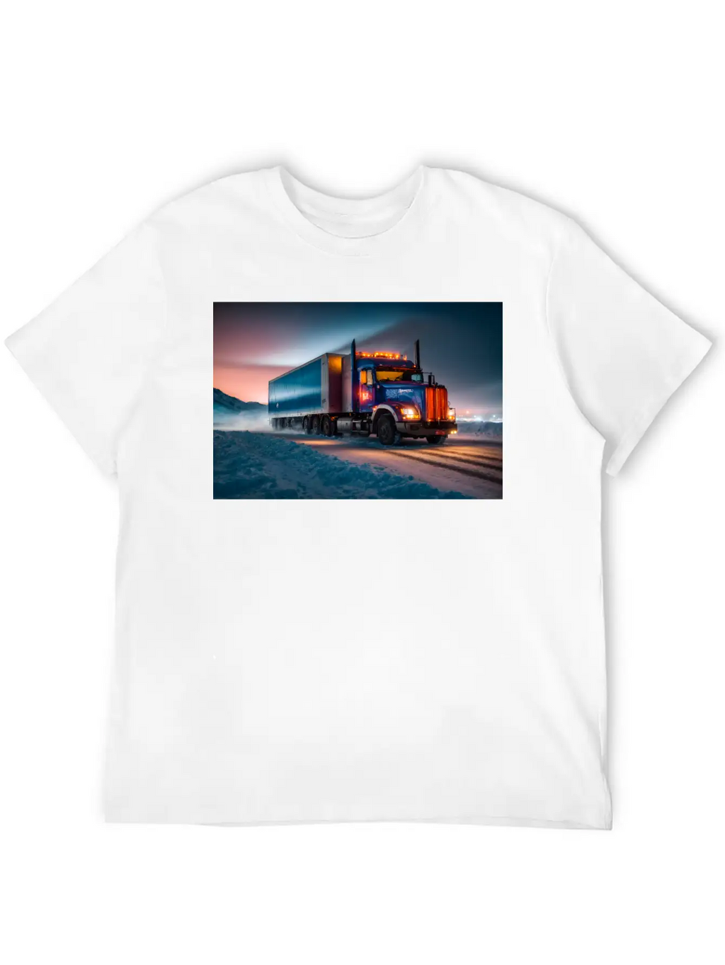 US Truck Illuminated On Icy Road Essential Cotton Tee For Daily Outfits – Unisex Style