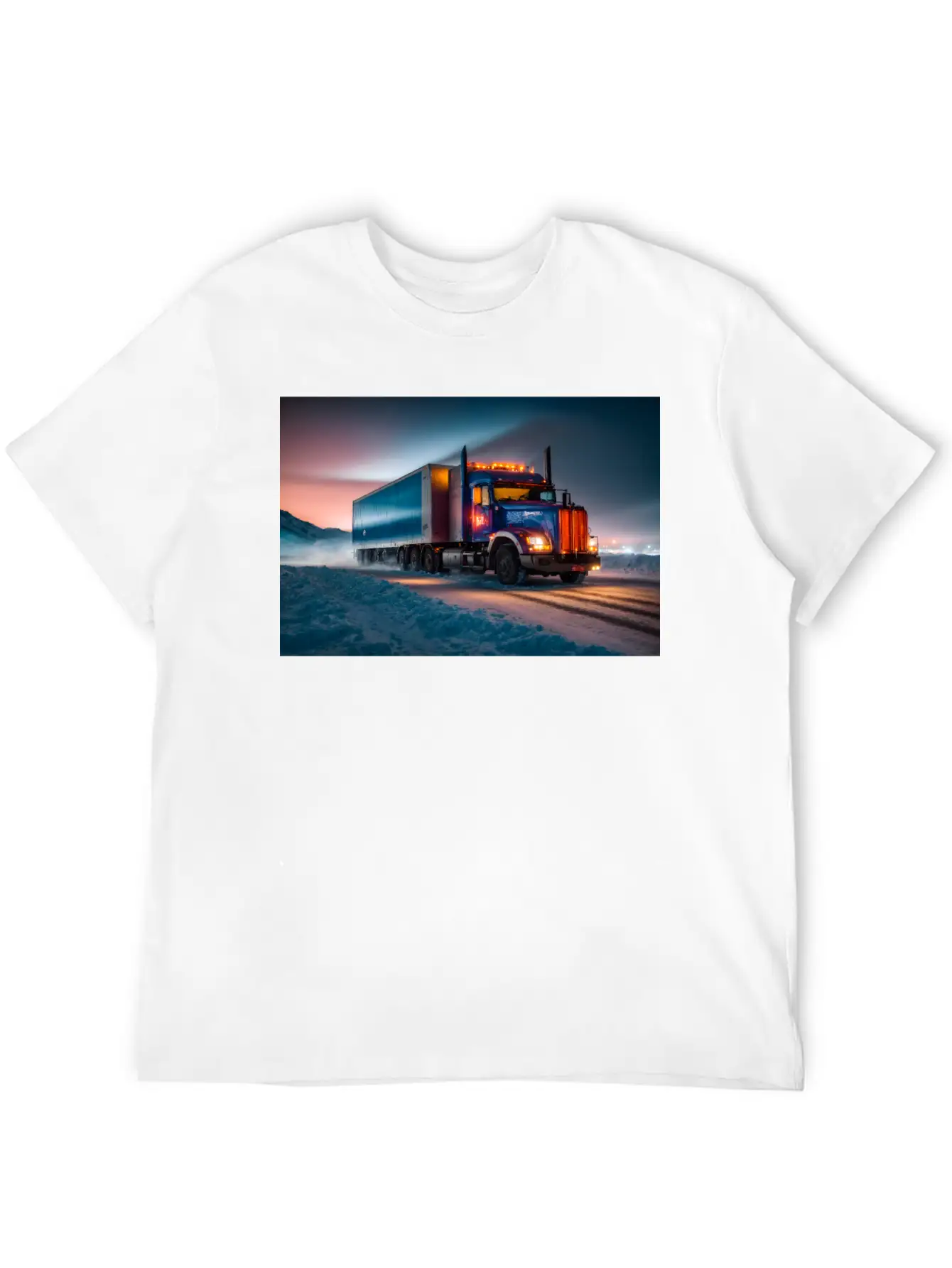 US Truck Illuminated On Icy Road Essential Cotton Tee For Daily Outfits – Unisex Style