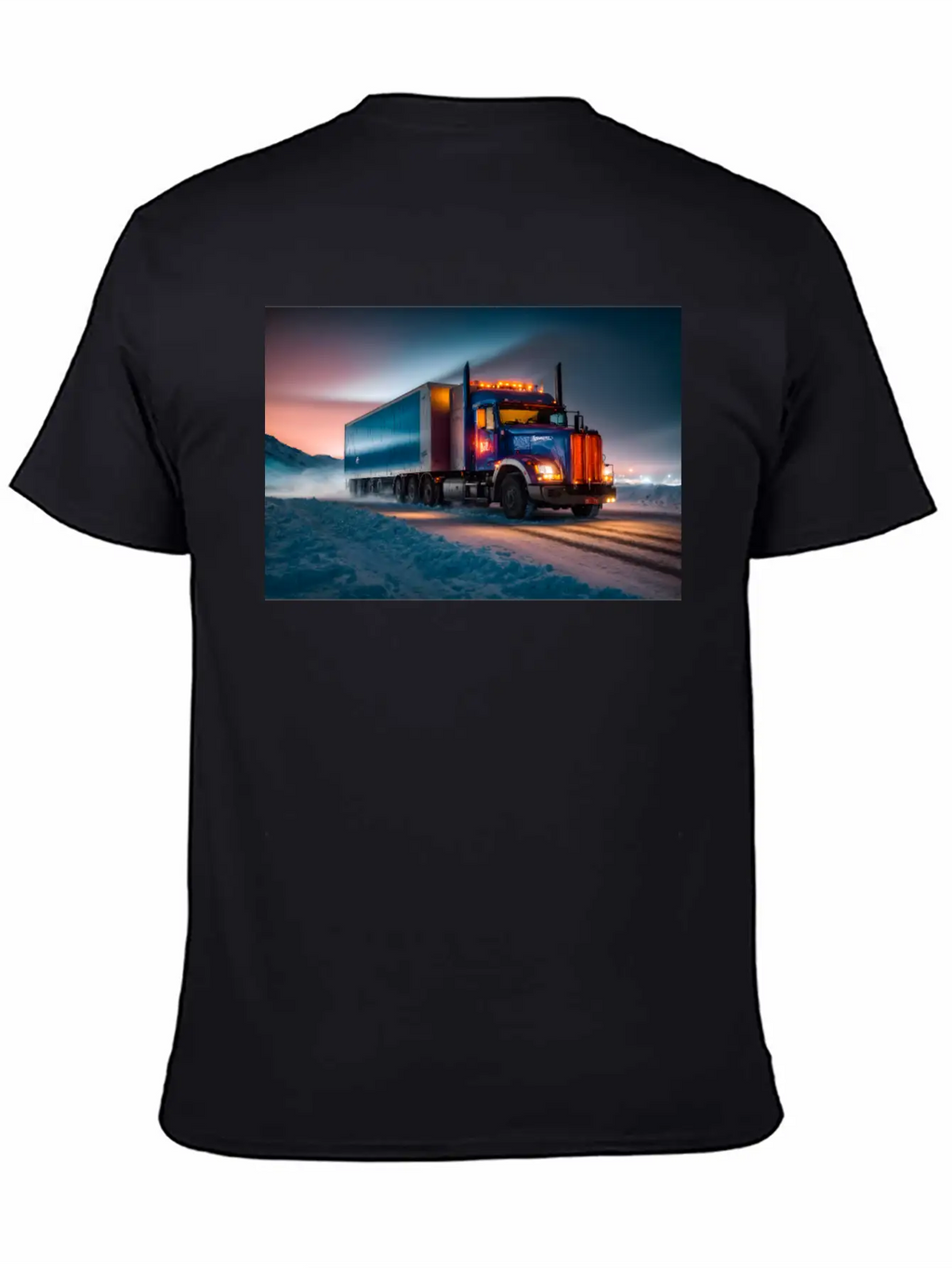 US Truck Illuminated On Icy Road Essential Cotton Tee For Daily Outfits – Unisex Style