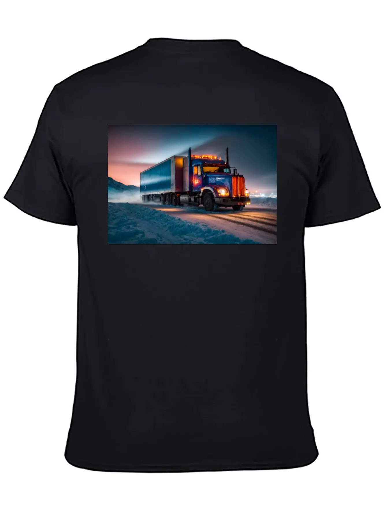 US Truck Illuminated On Icy Road Essential Cotton Tee For Daily Outfits – Unisex Style