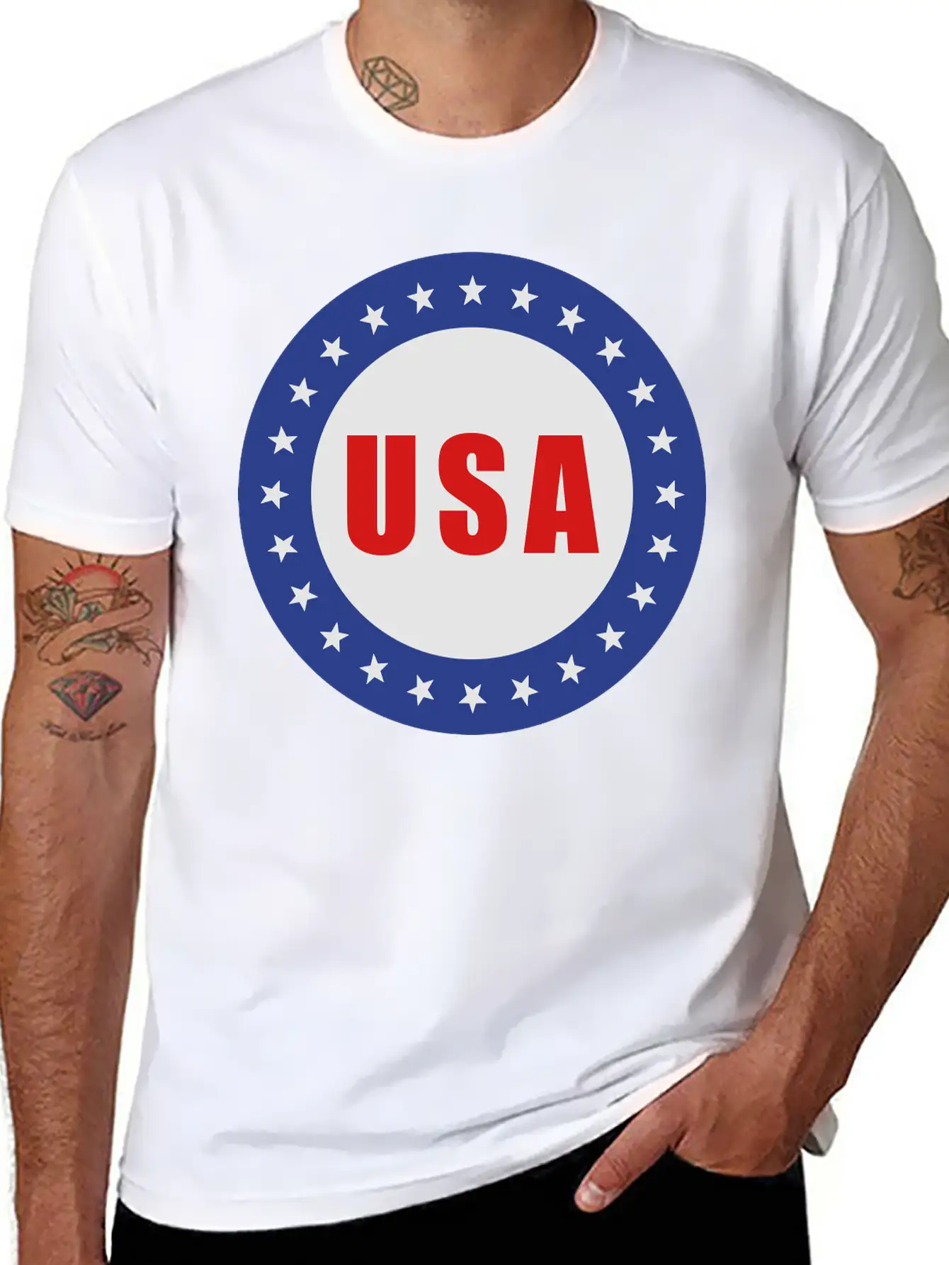 USA Flag Round Basic Graphic T-Shirt – Daily Comfort In Soft Cotton