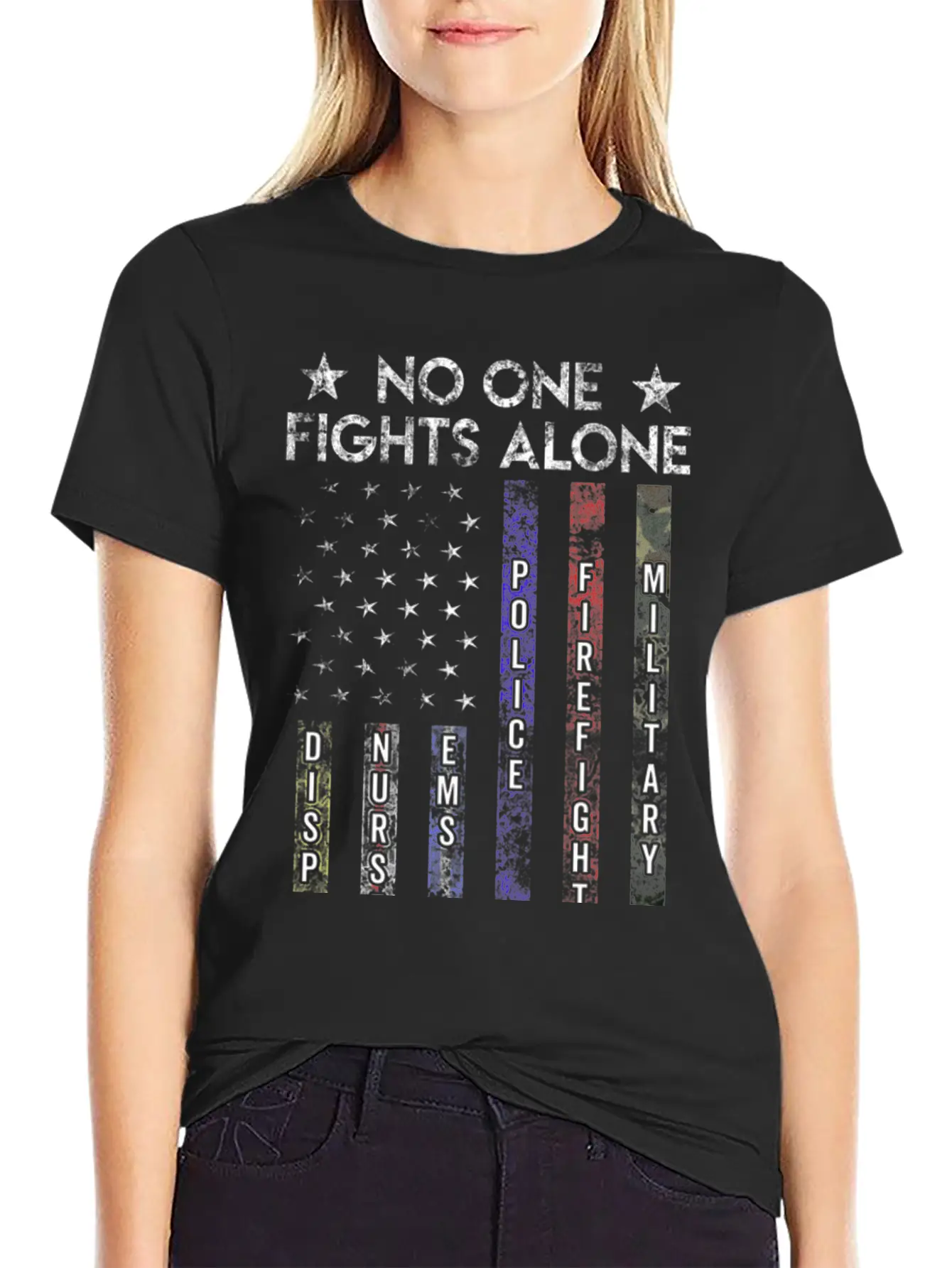 Usa Flag Thin Line Military Police Nurse No-One Fi Timeless Short Sleeve Tee – Comfy And Minimalist Design