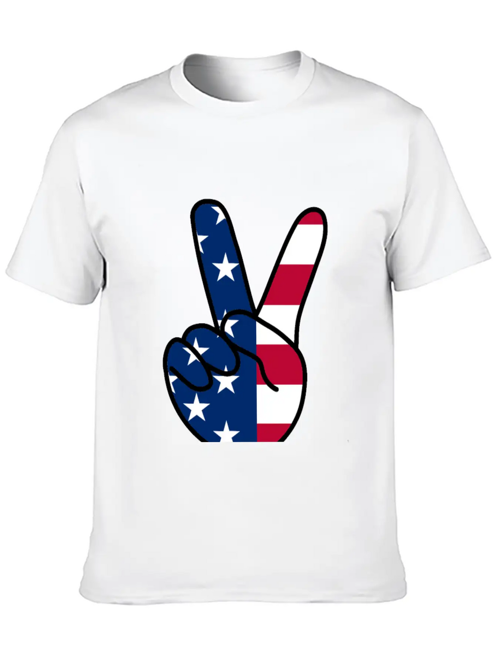 USA Flag V Sign Classic Cotton Tee – Unisex Comfort For Any Season