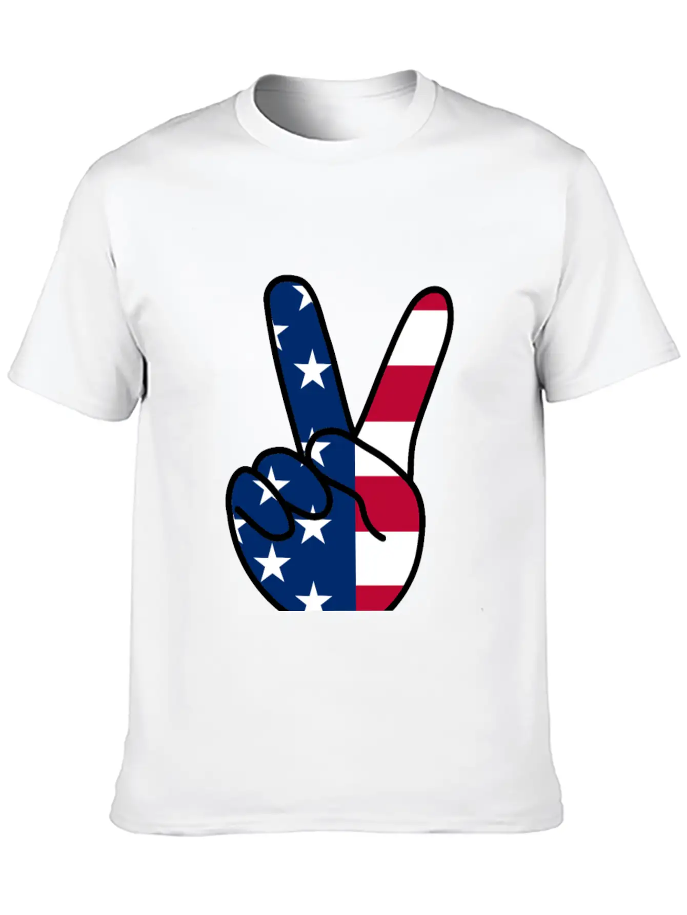 USA Flag V Sign Classic Cotton Tee – Unisex Comfort For Any Season