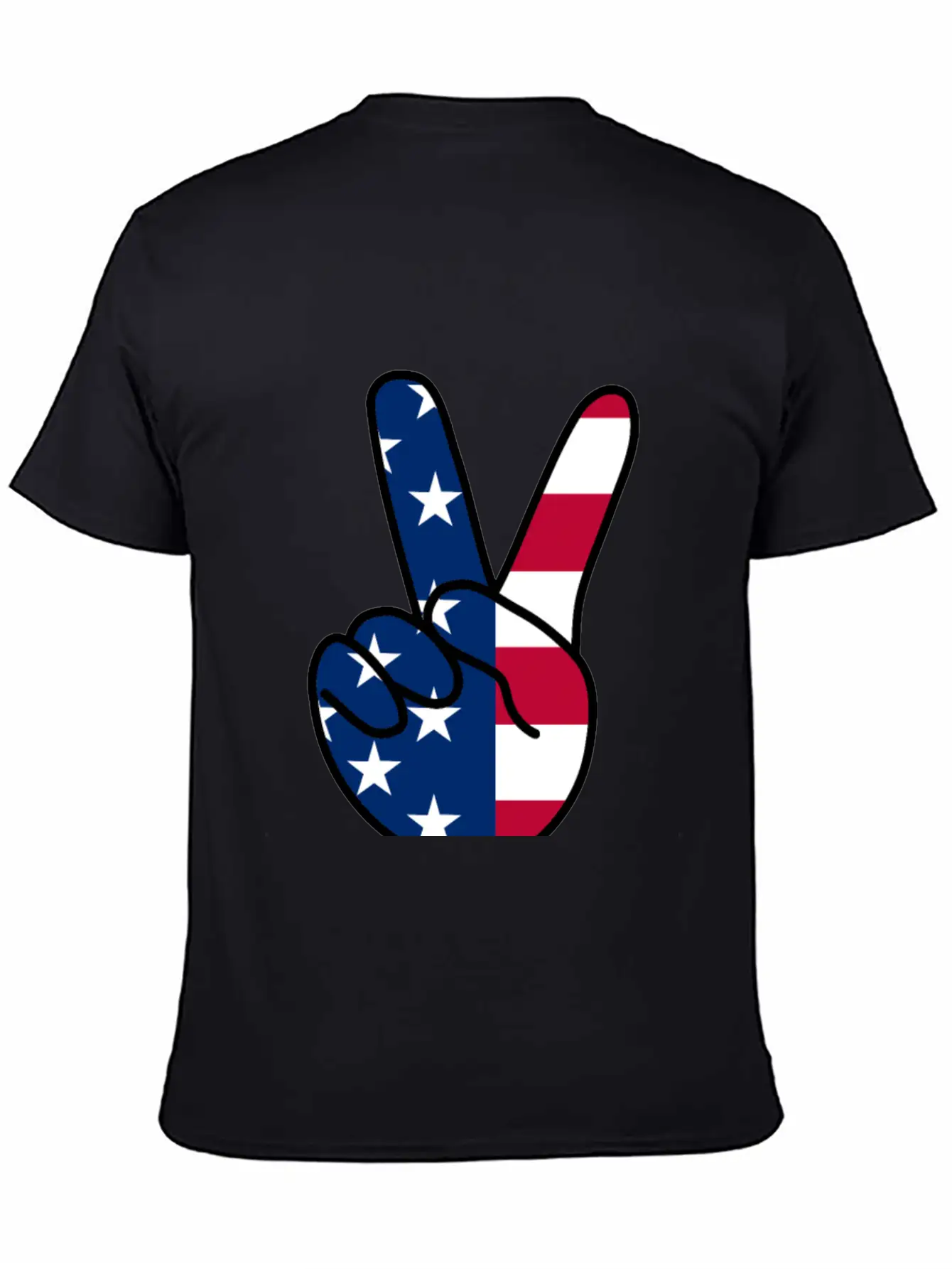 USA Flag V Sign Classic Cotton Tee – Unisex Comfort For Any Season