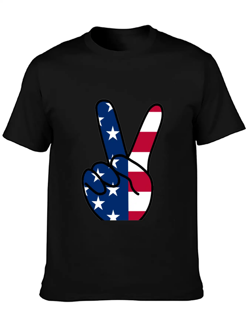 USA Flag V Sign Classic Cotton Tee – Unisex Comfort For Any Season
