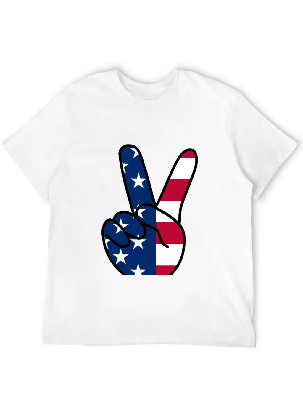 USA Flag V Sign Classic Cotton Tee – Unisex Comfort For Any Season