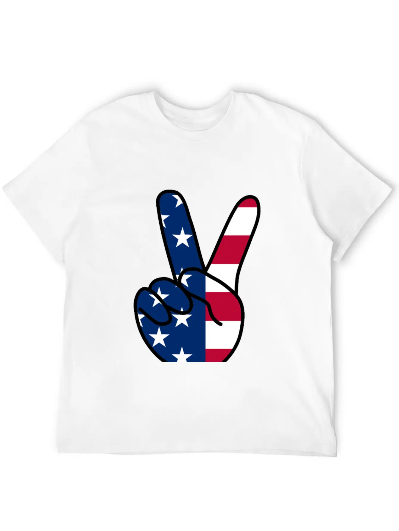 USA Flag V Sign Classic Cotton Tee – Unisex Comfort For Any Season