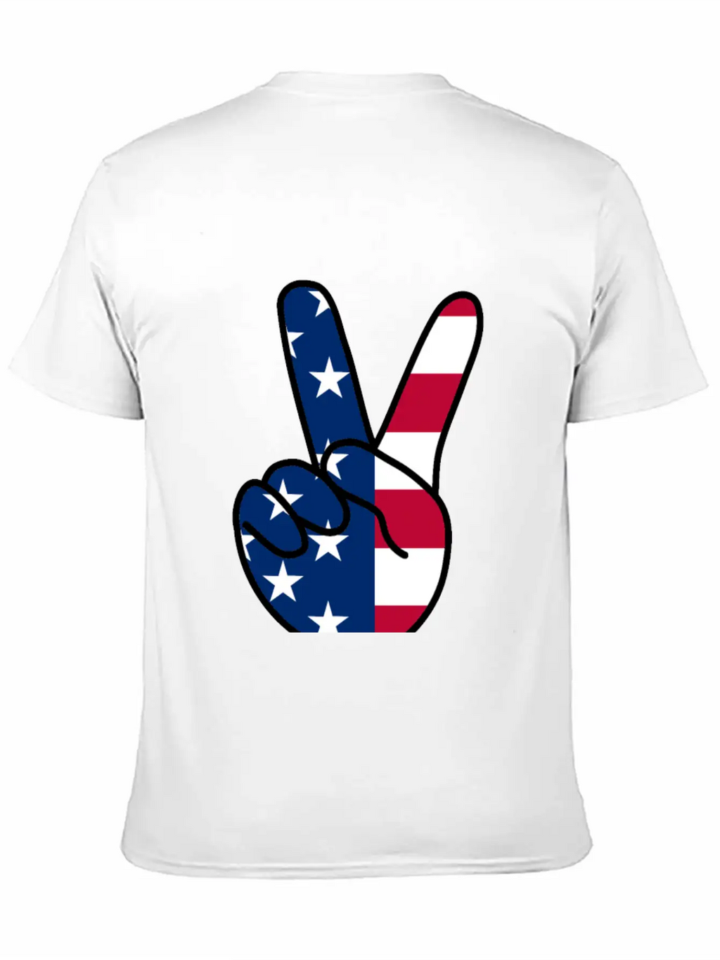 USA Flag V Sign Classic Cotton Tee – Unisex Comfort For Any Season