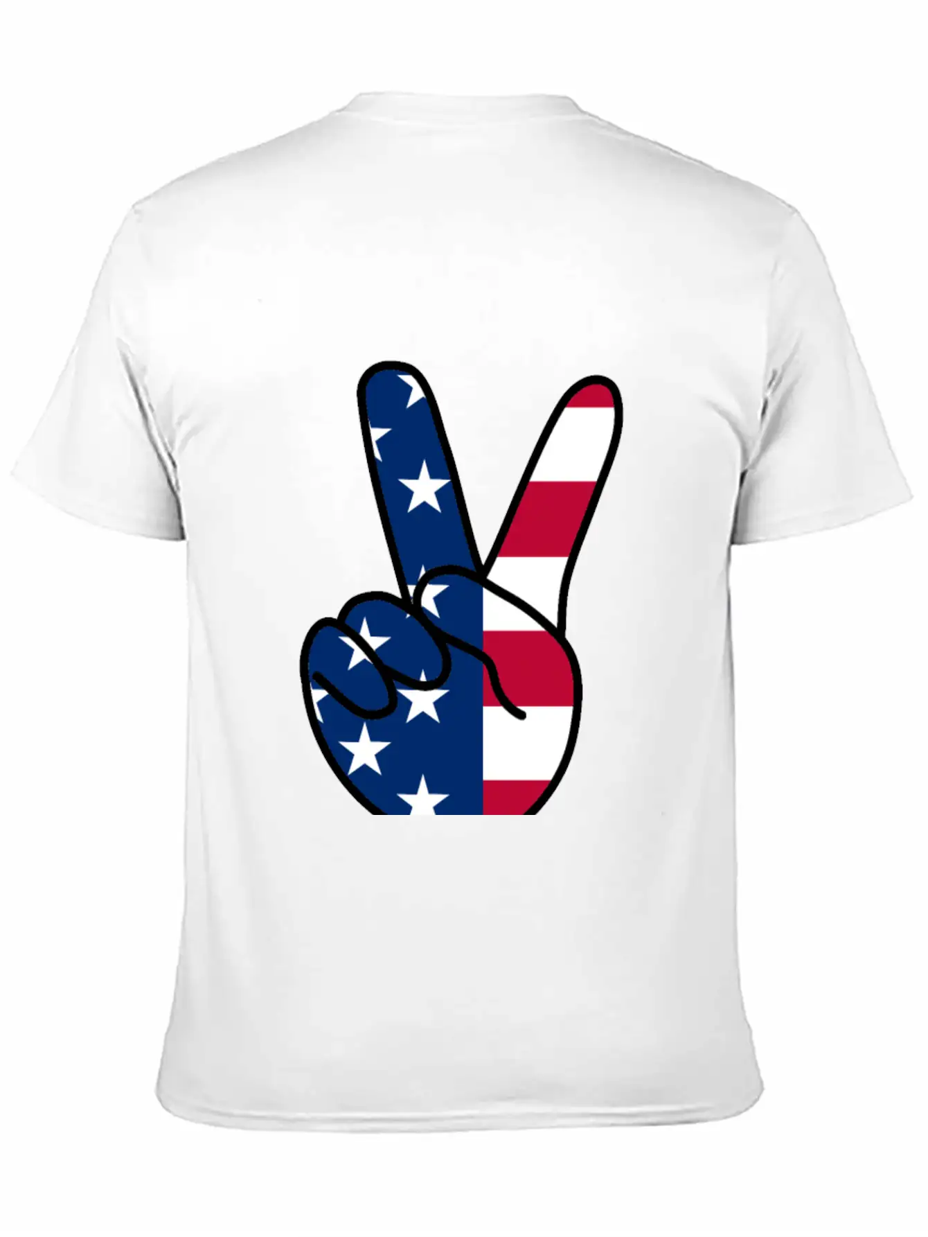 USA Flag V Sign Classic Cotton Tee – Unisex Comfort For Any Season