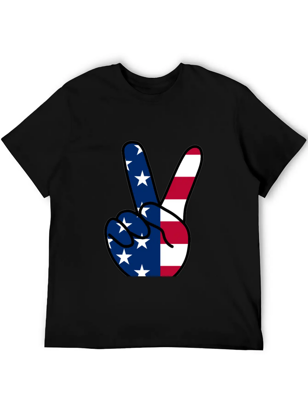 USA Flag V Sign Classic Cotton Tee – Unisex Comfort For Any Season