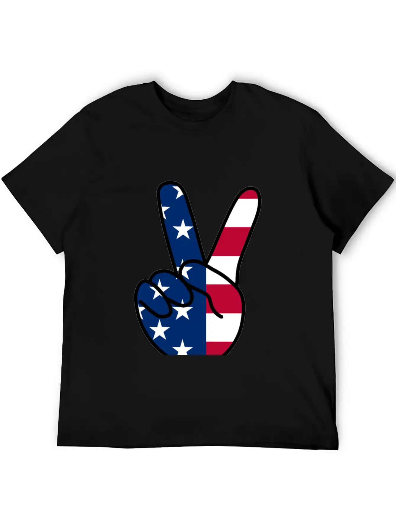 USA Flag V Sign Classic Cotton Tee – Unisex Comfort For Any Season