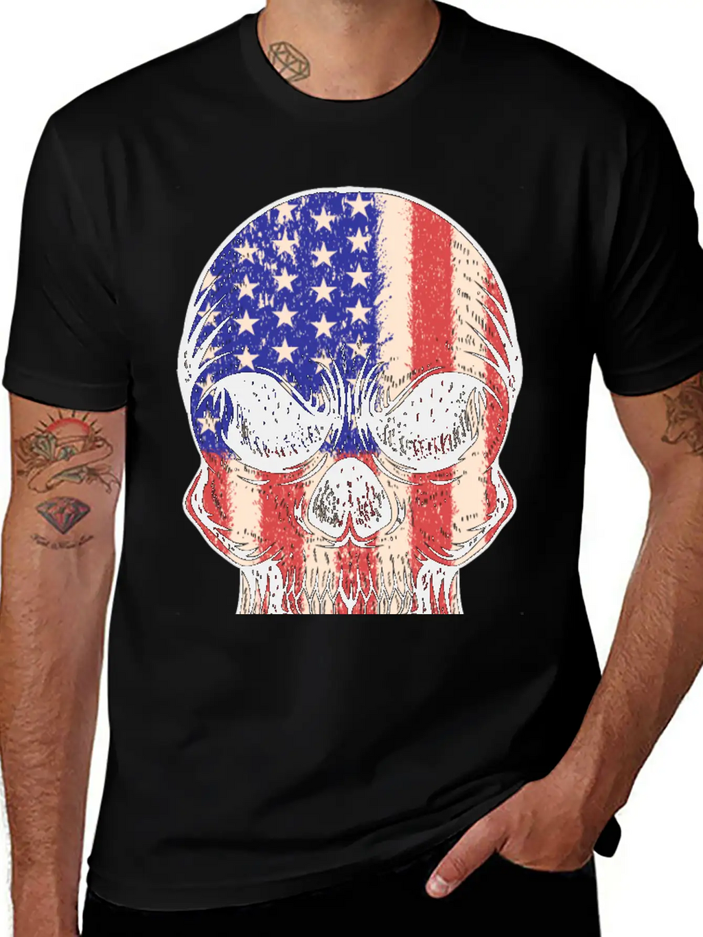 USA, Skull, Us Flag Breathable Graphic T-Shirt – Perfect For Casual Days