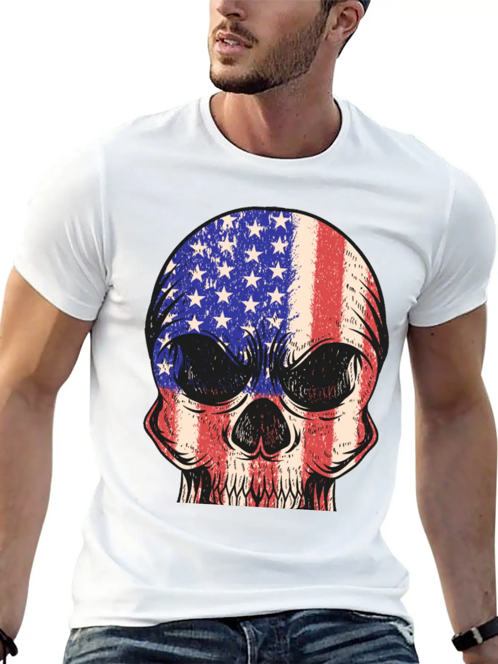 USA, Skull, Us Flag Breathable Graphic T-Shirt – Perfect For Casual Days