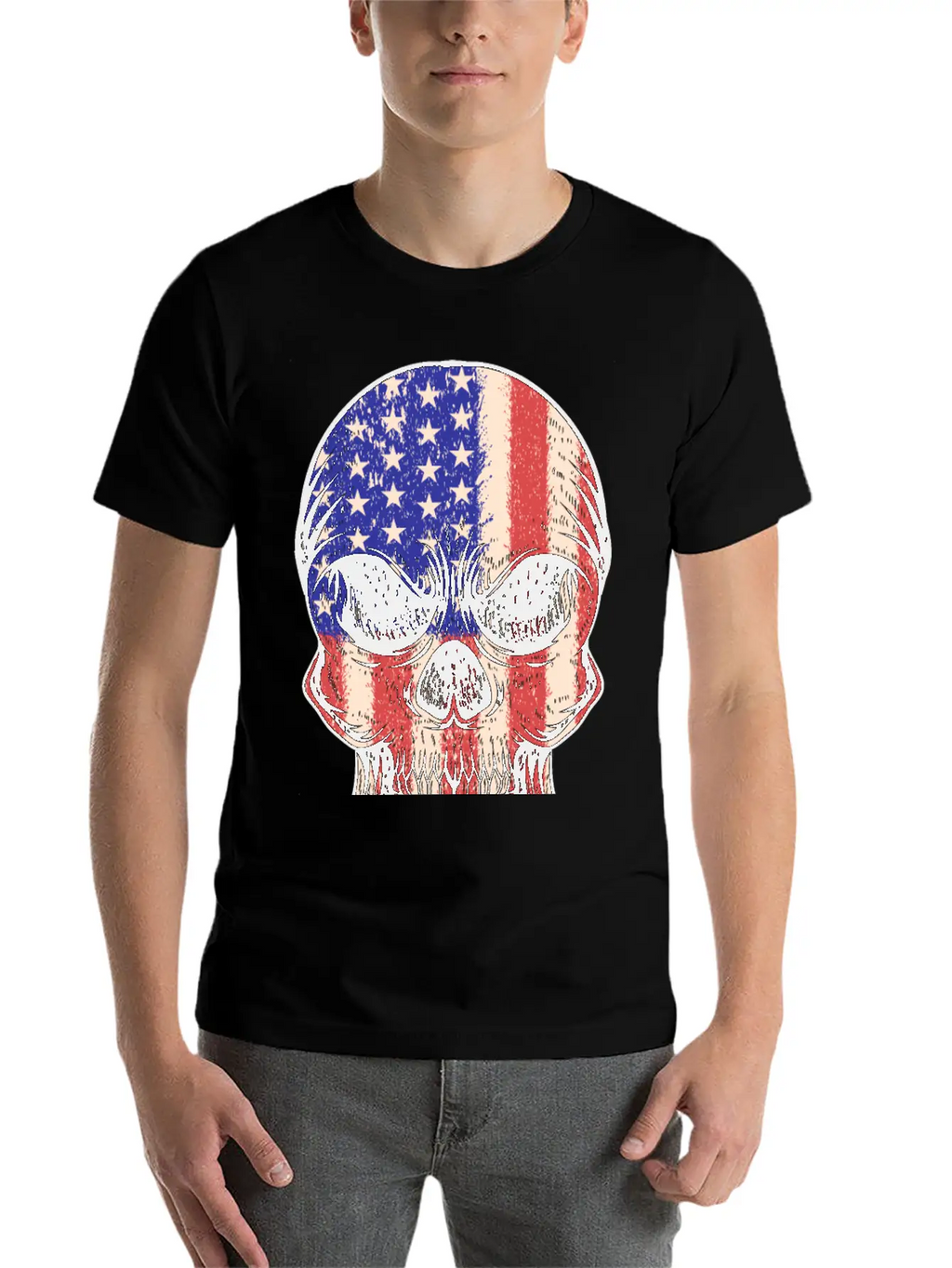 USA, Skull, Us Flag Breathable Graphic T-Shirt – Perfect For Casual Days