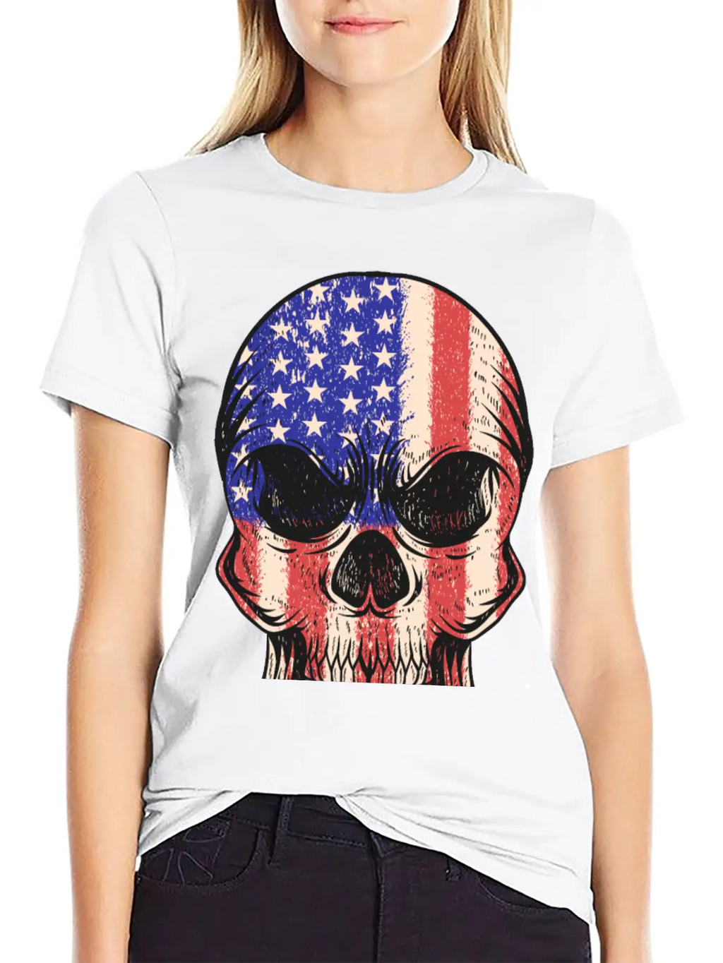 USA, Skull, Us Flag Breathable Graphic T-Shirt – Perfect For Casual Days