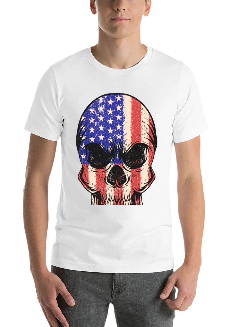 USA, Skull, Us Flag Breathable Graphic T-Shirt – Perfect For Casual Days