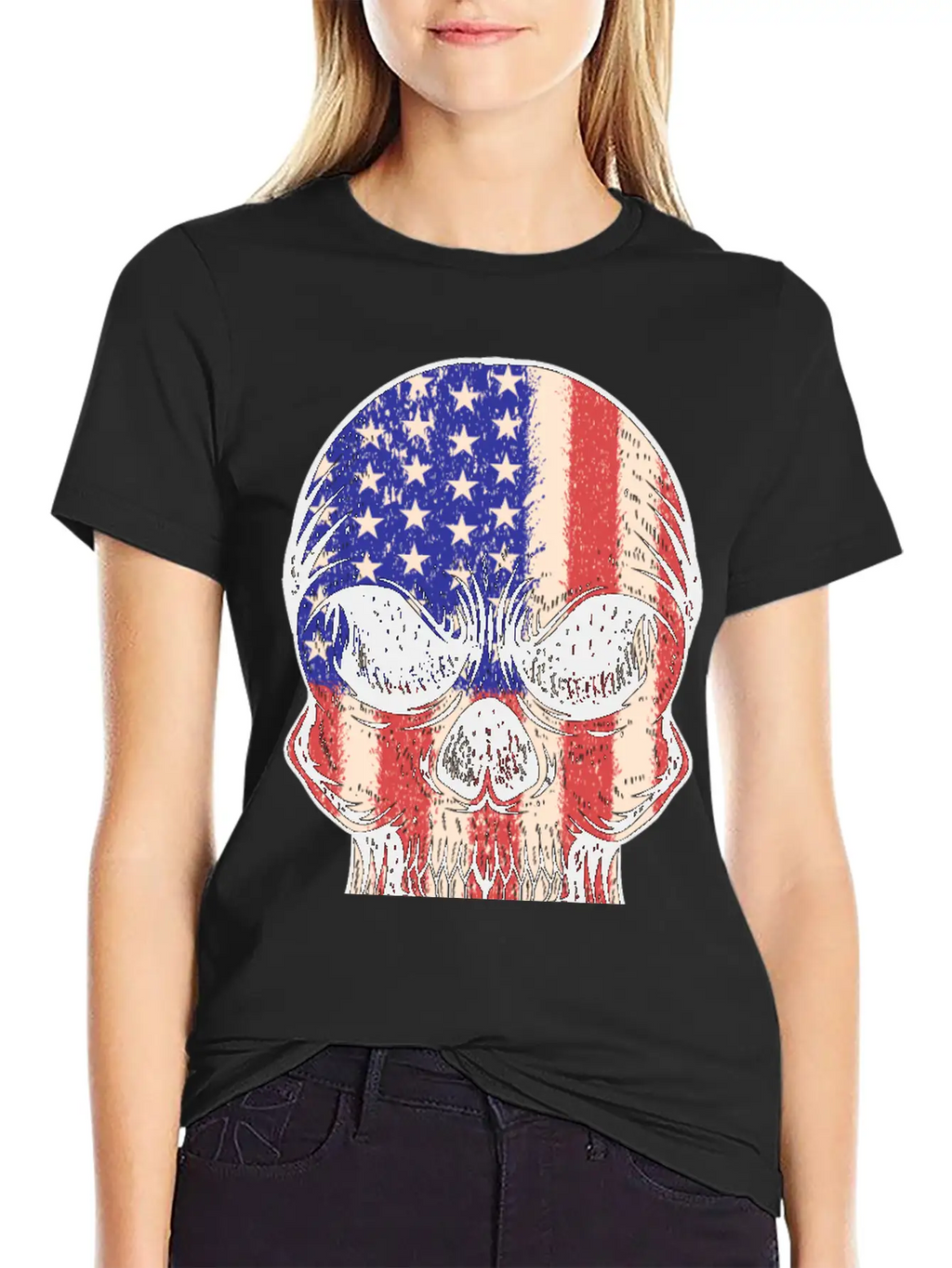USA, Skull, Us Flag Breathable Graphic T-Shirt – Perfect For Casual Days
