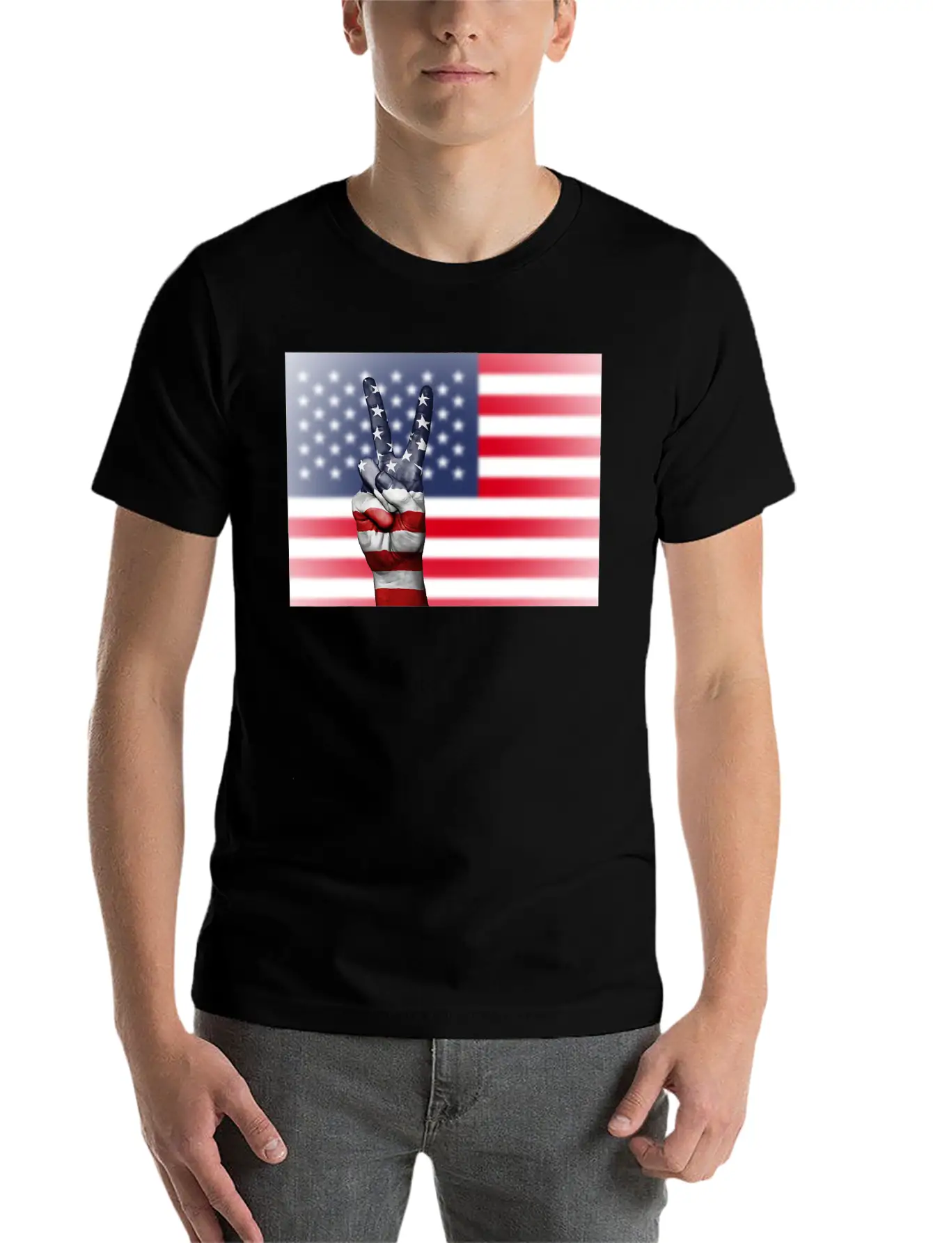 USA Victory Flag T Shirt Basic Graphic T-Shirt – Daily Comfort In Soft Cotton