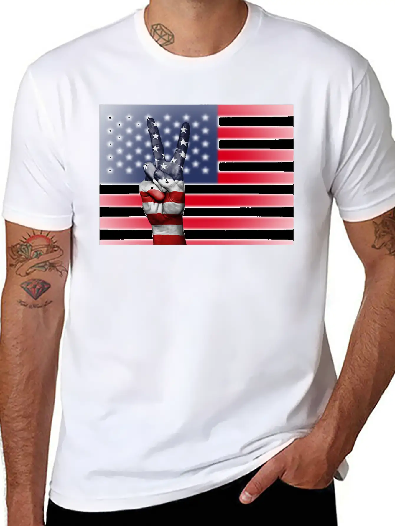 USA Victory Flag T Shirt Basic Graphic T-Shirt – Daily Comfort In Soft Cotton