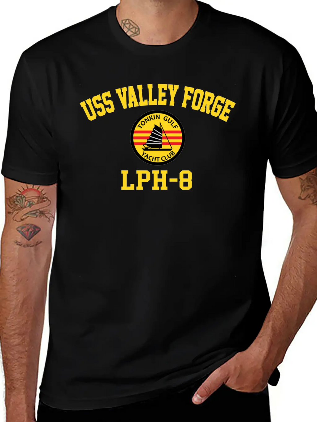 Uss Valley Forge Lph-8 Tonkin Gulf Yacht Club Breathable Graphic T-Shirt – Perfect For Casual Days