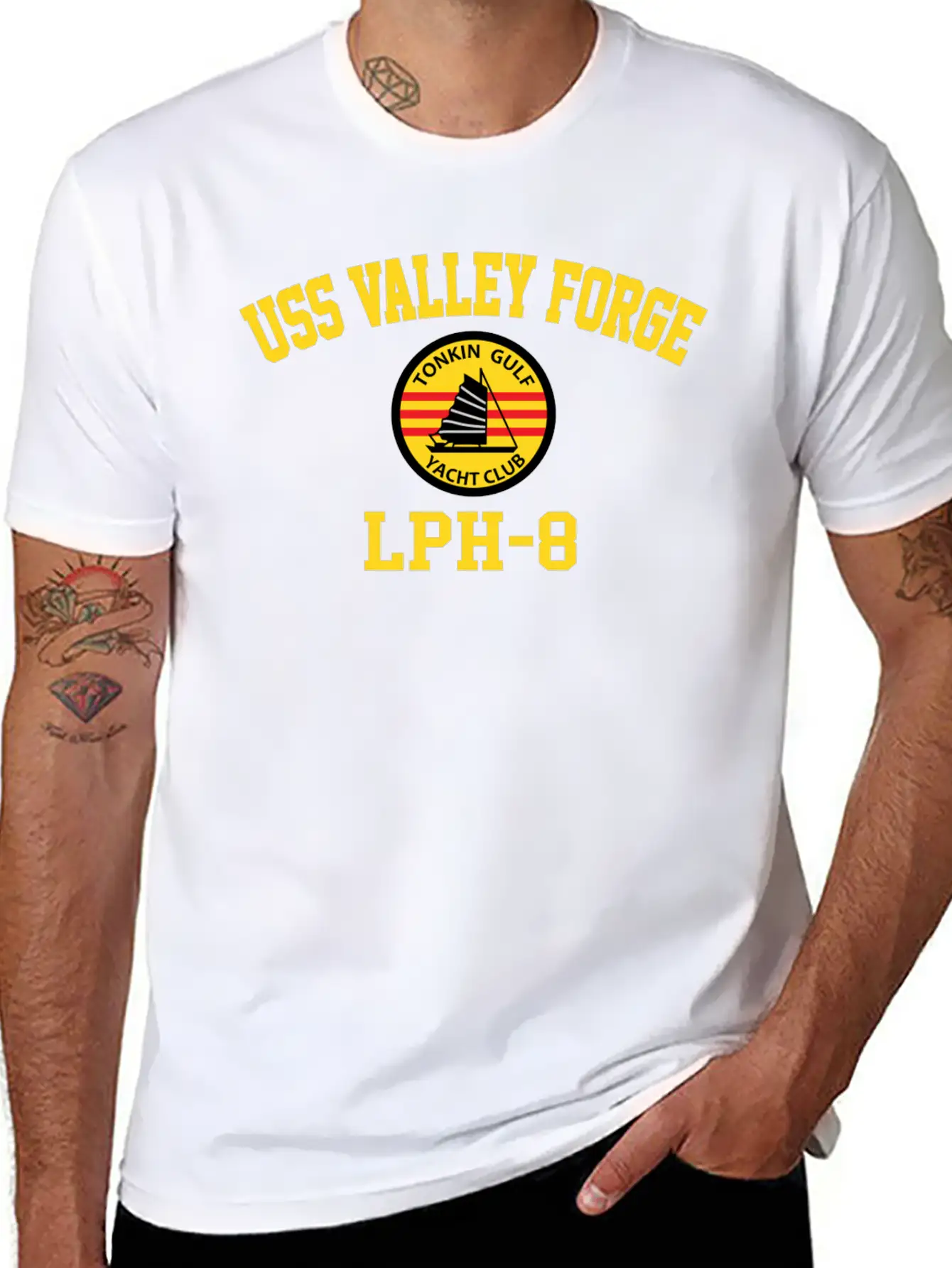 Uss Valley Forge Lph-8 Tonkin Gulf Yacht Club Breathable Graphic T-Shirt – Perfect For Casual Days