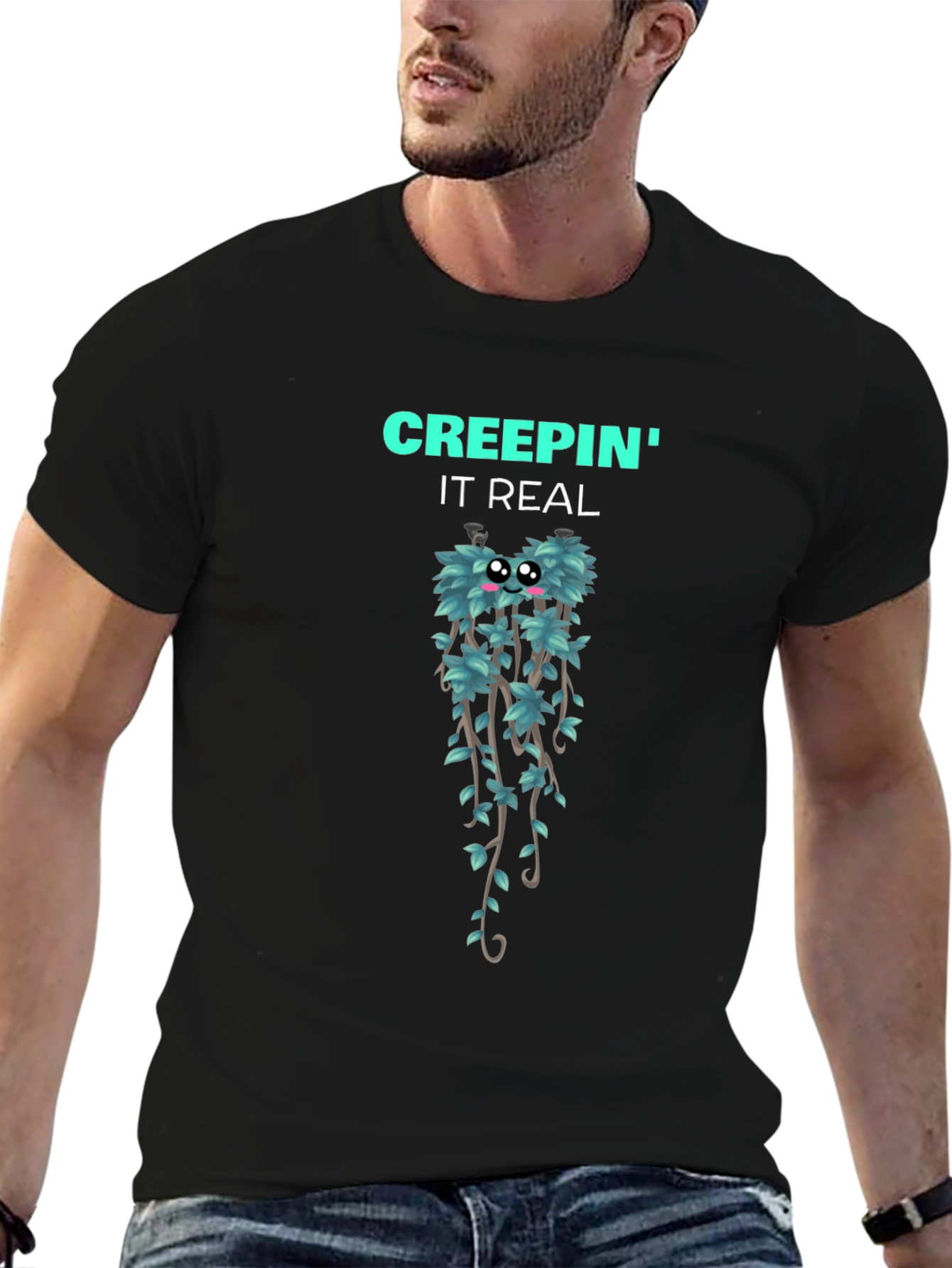 Creepin It Real Graphic T-Shirt - Black