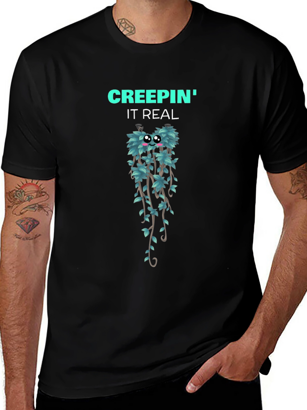 Creepin It Real Graphic T-Shirt - Black