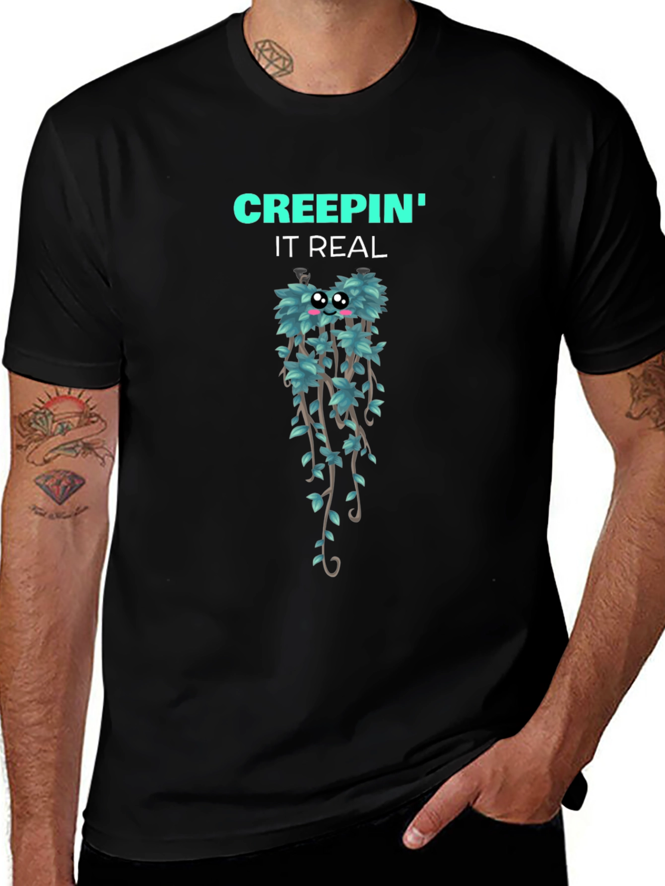 Creepin It Real Graphic T-Shirt - Black