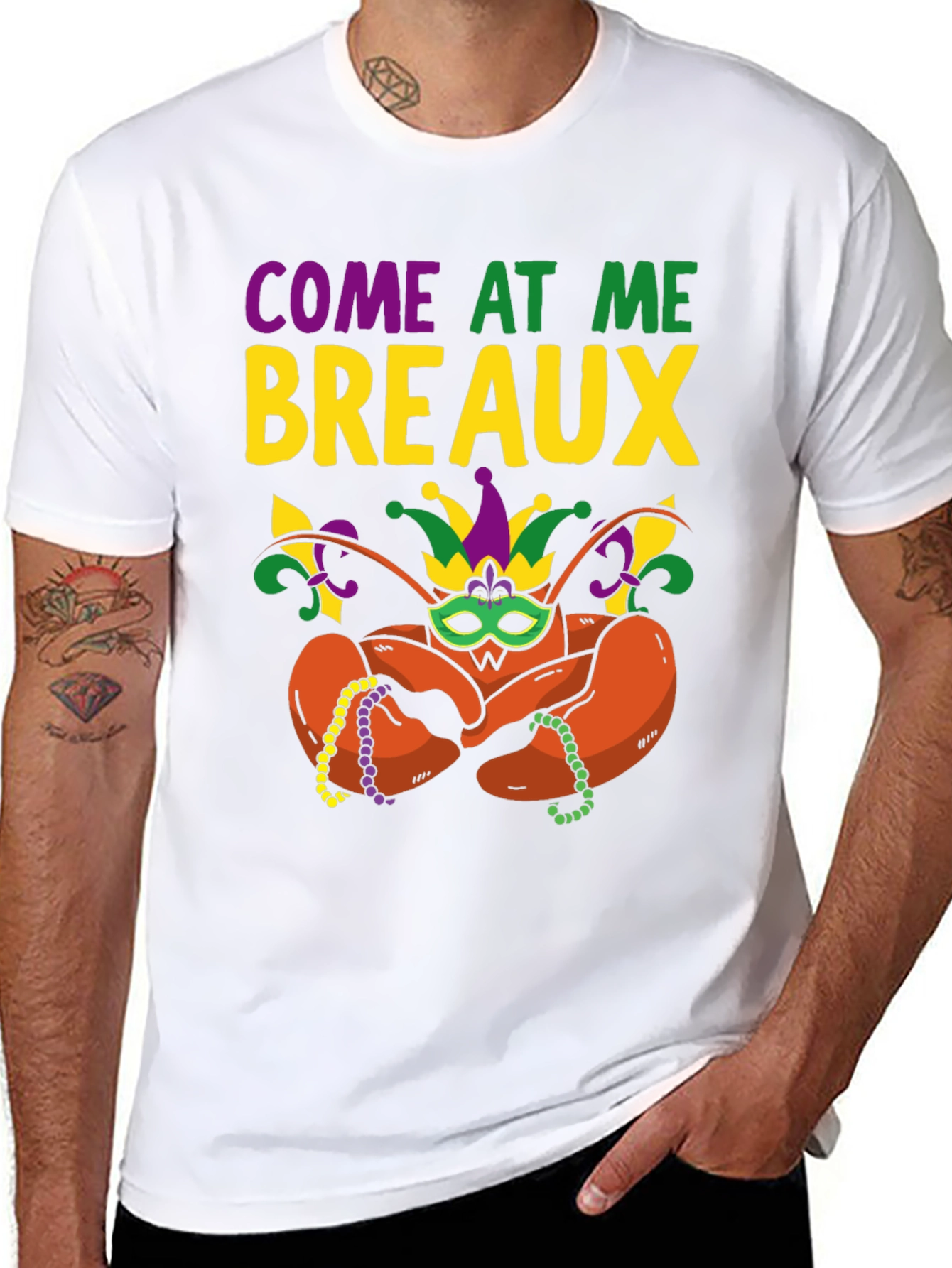 Come At Me Breaux T-Shirt Mardi Gras Lobster Graphic Tee