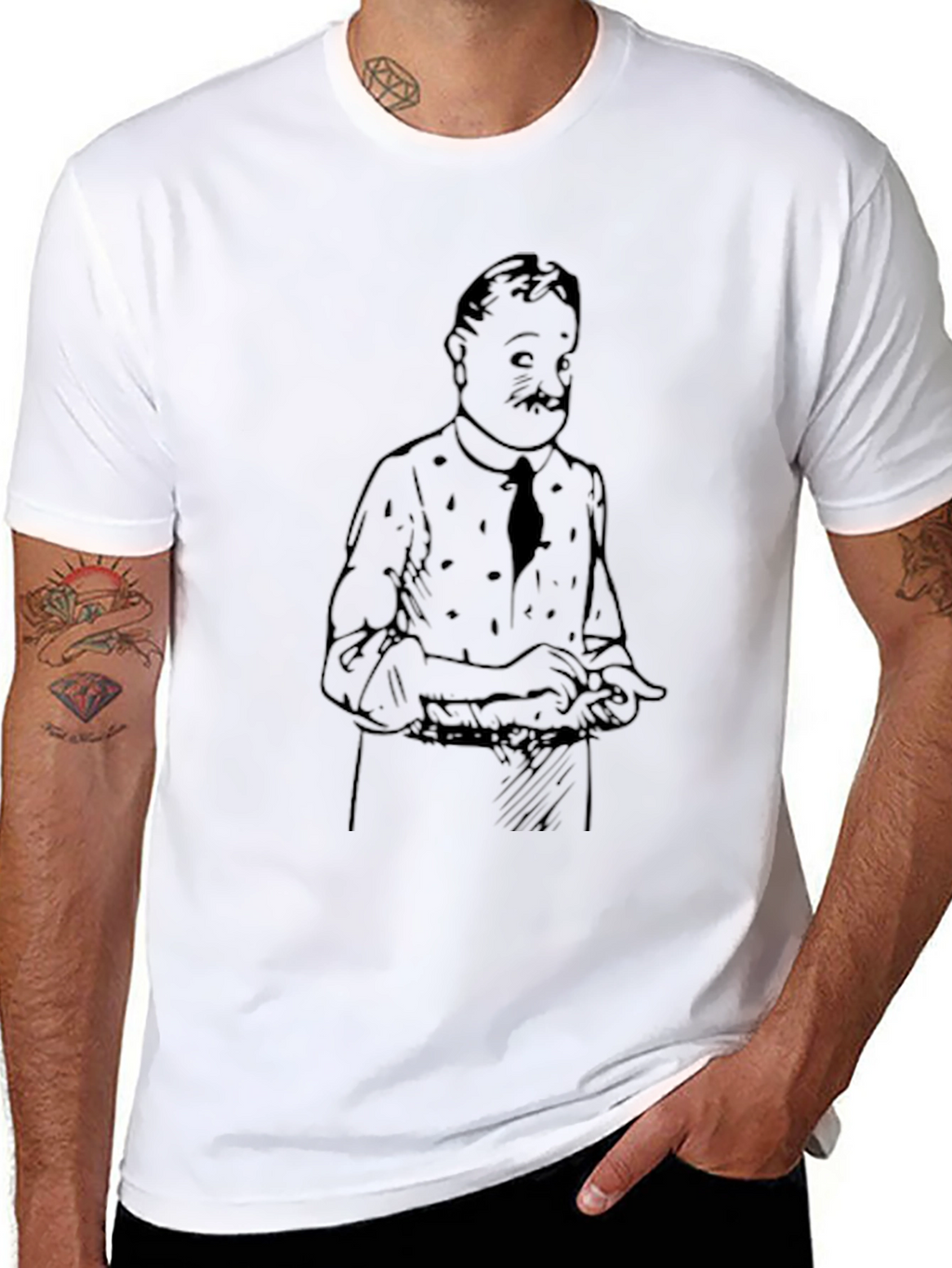 Black T-Shirt with Cartoon Character Print