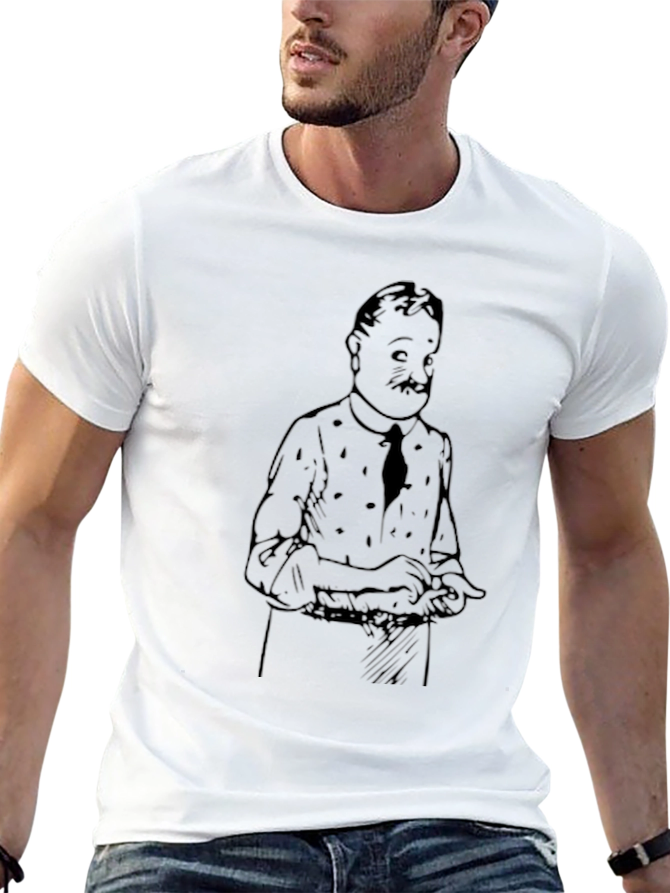 Black T-Shirt with Cartoon Character Print
