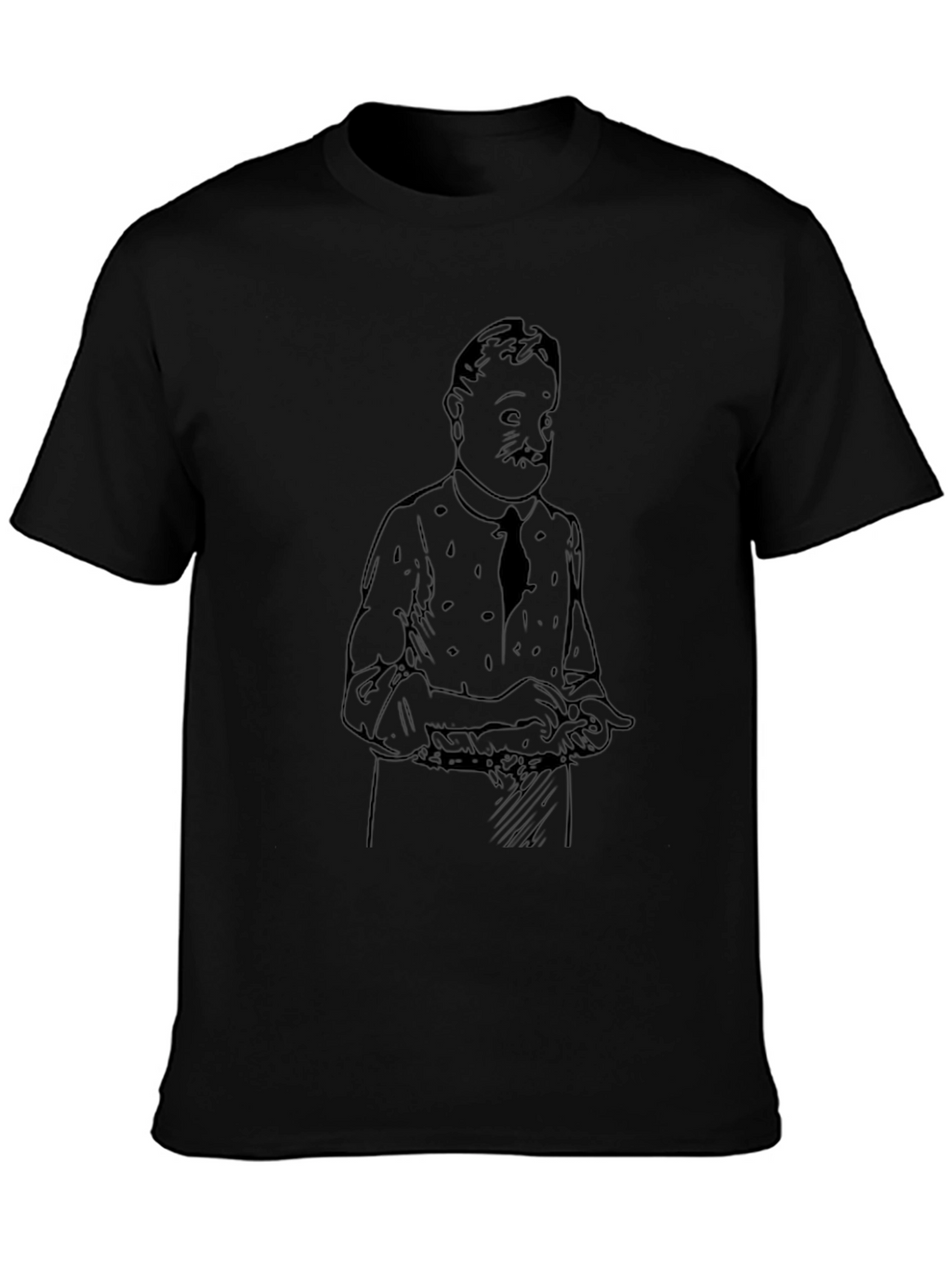 Black T-Shirt with Cartoon Character Print