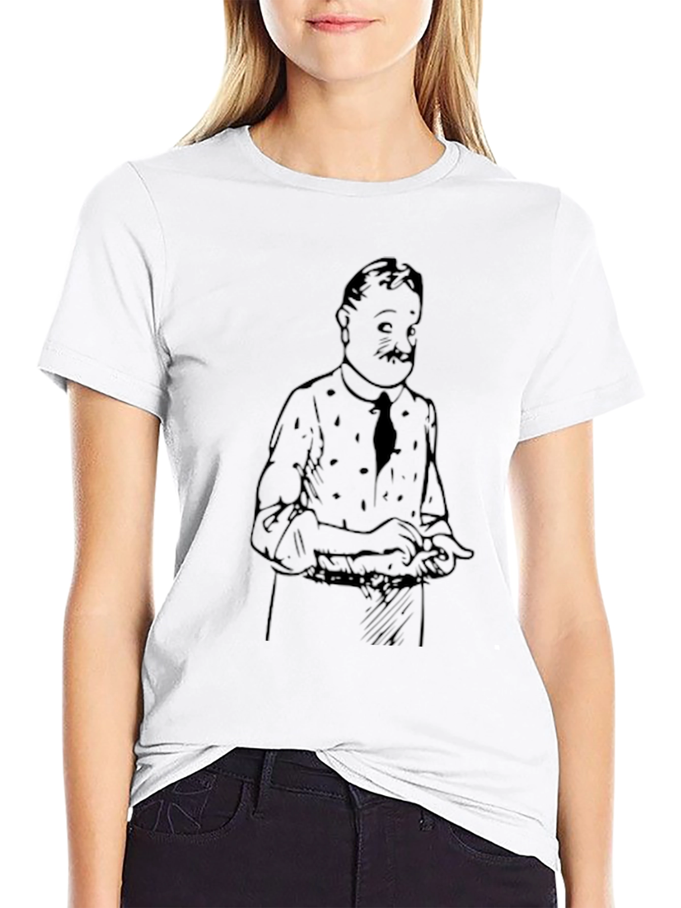 Black T-Shirt with Cartoon Character Print