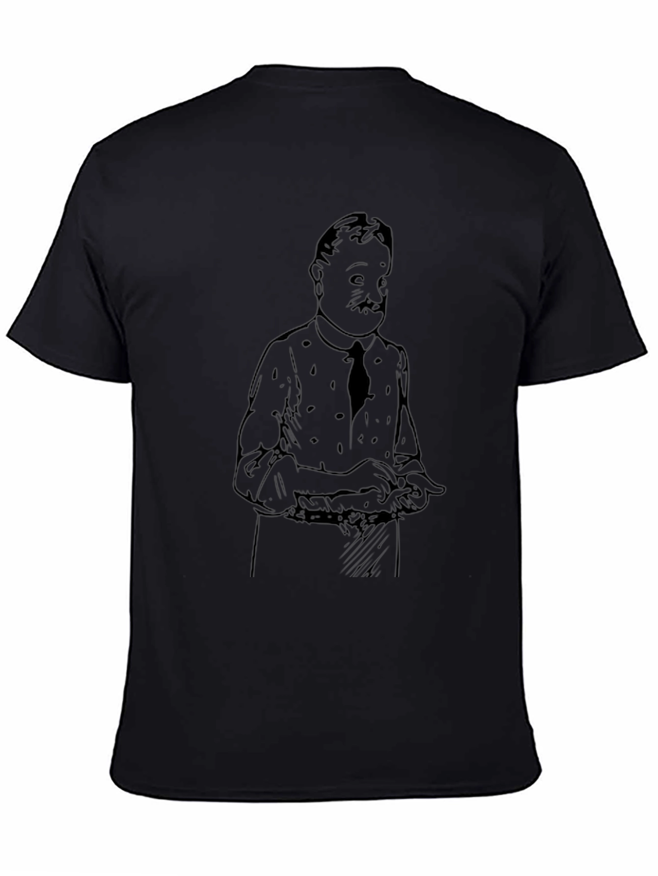 Black T-Shirt with Cartoon Character Print